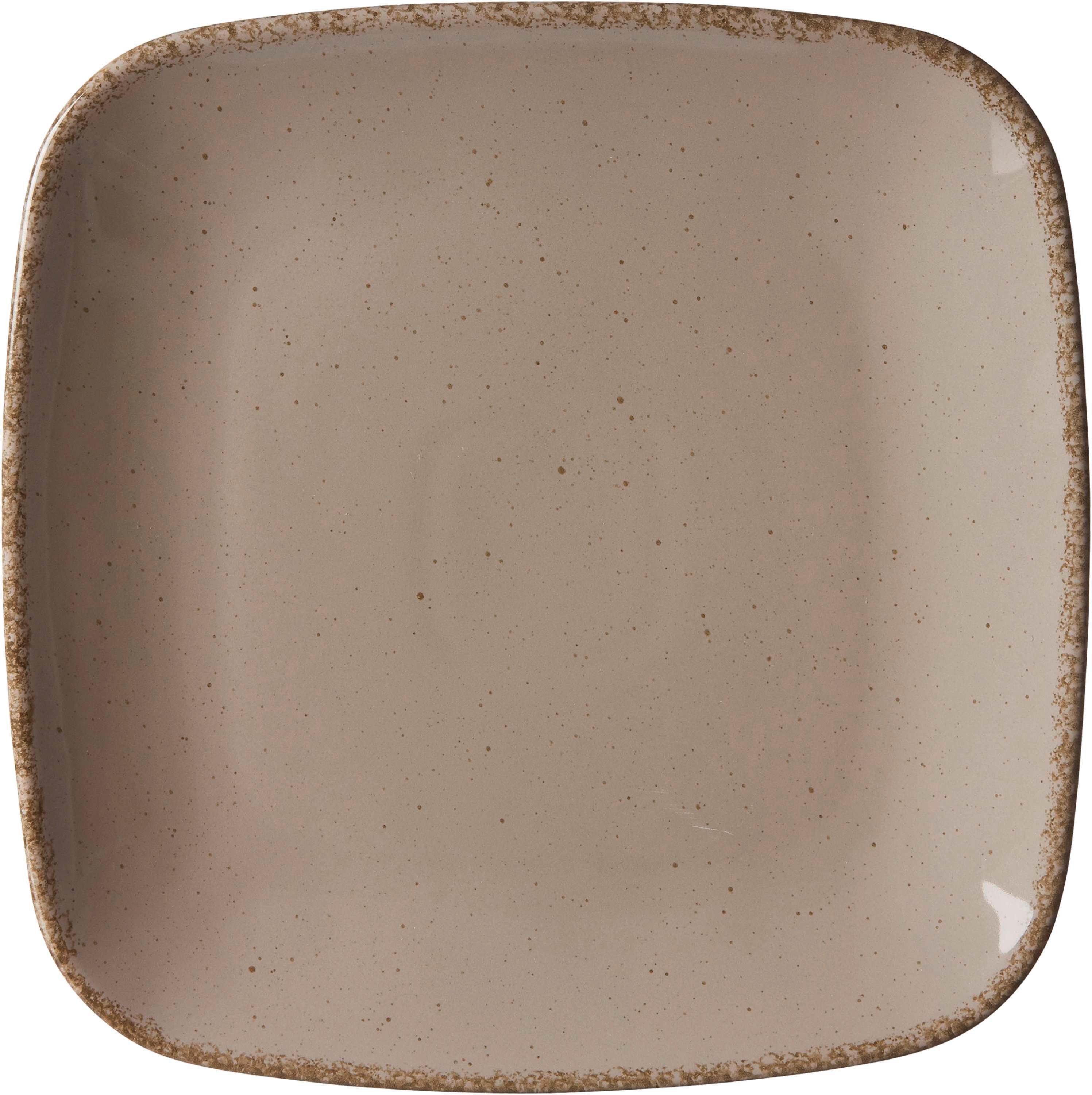 Ritzenhoff & Breker Speiseteller Speieseteller Casa Vintage 058833 27 x 27 cm grau Porzellan, (1 St), schmale, braune Farbkanten mit Used-Effekt