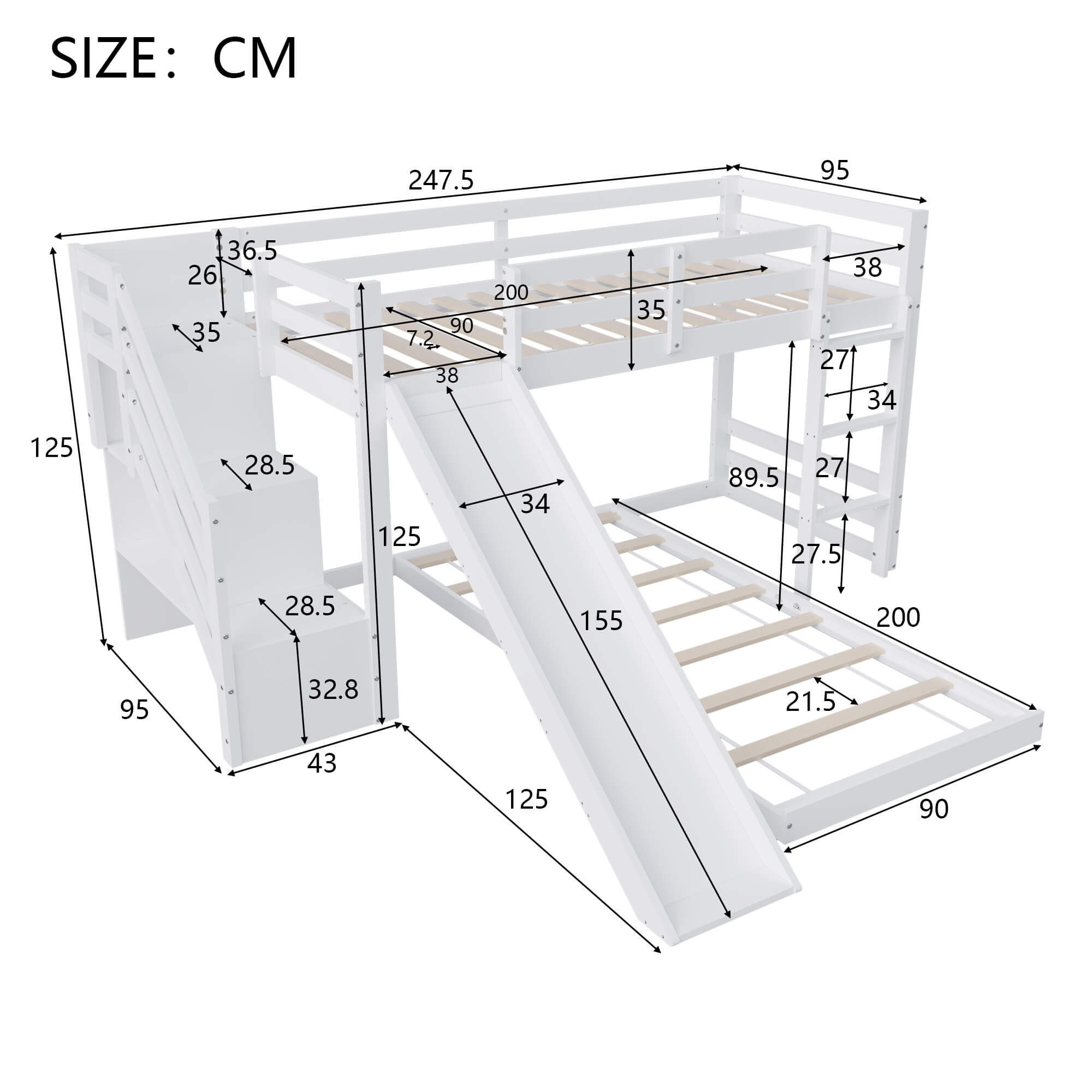 Furnishings Home Etagenbett 90x200cm Holzbett mit günstig online kaufen