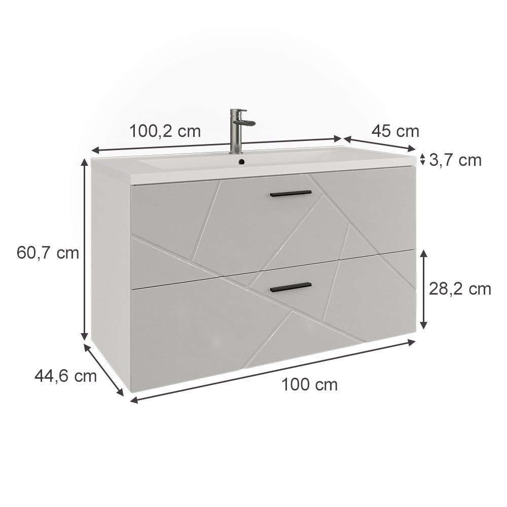 Vicco Badmöbel-Set Irma, Weiß/Weiß Hochglanz, 2 günstig online kaufen