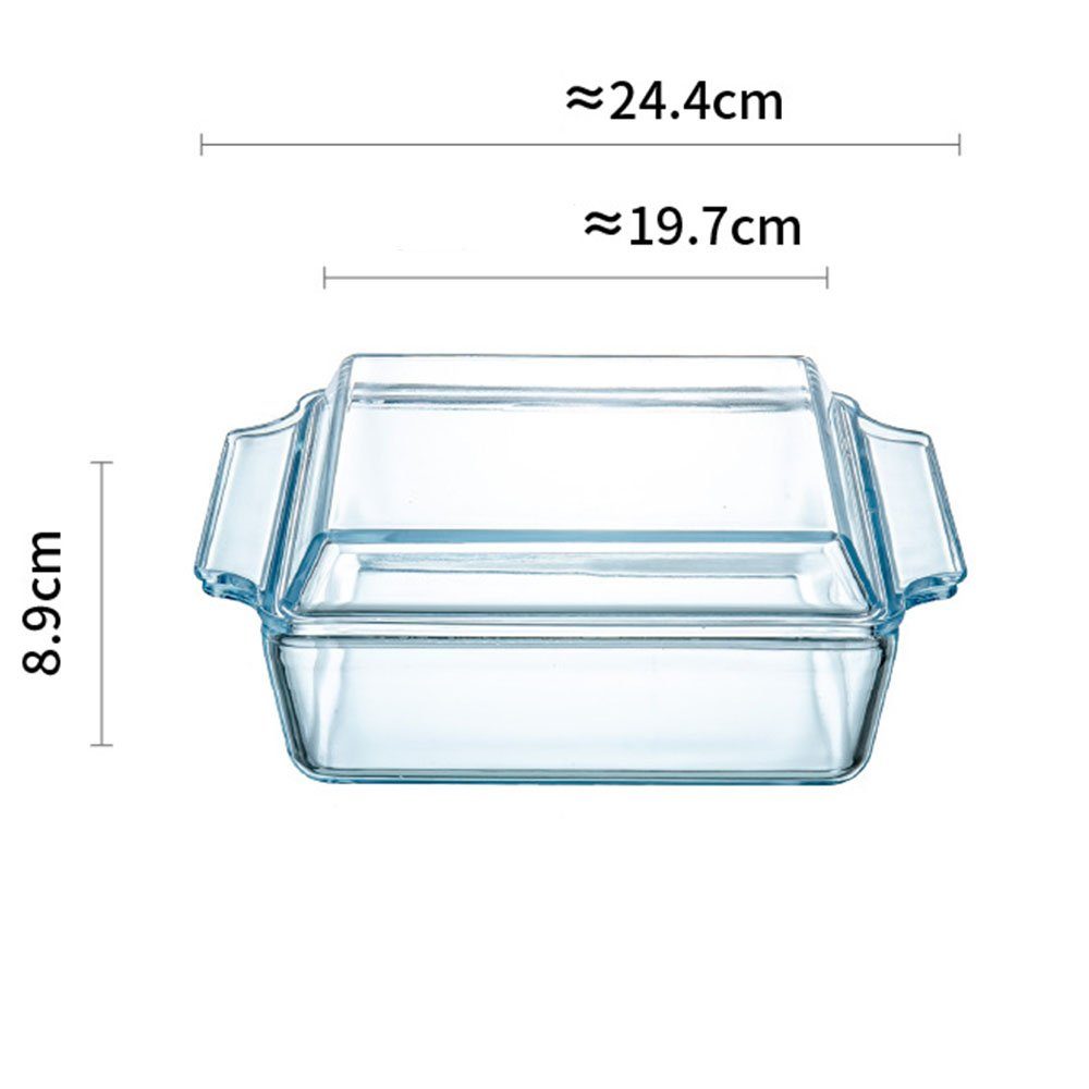 FELIXLEO Glasdeckel 1.5L, Rechteckigen Glastopfschüssel , mit Schüssel glas