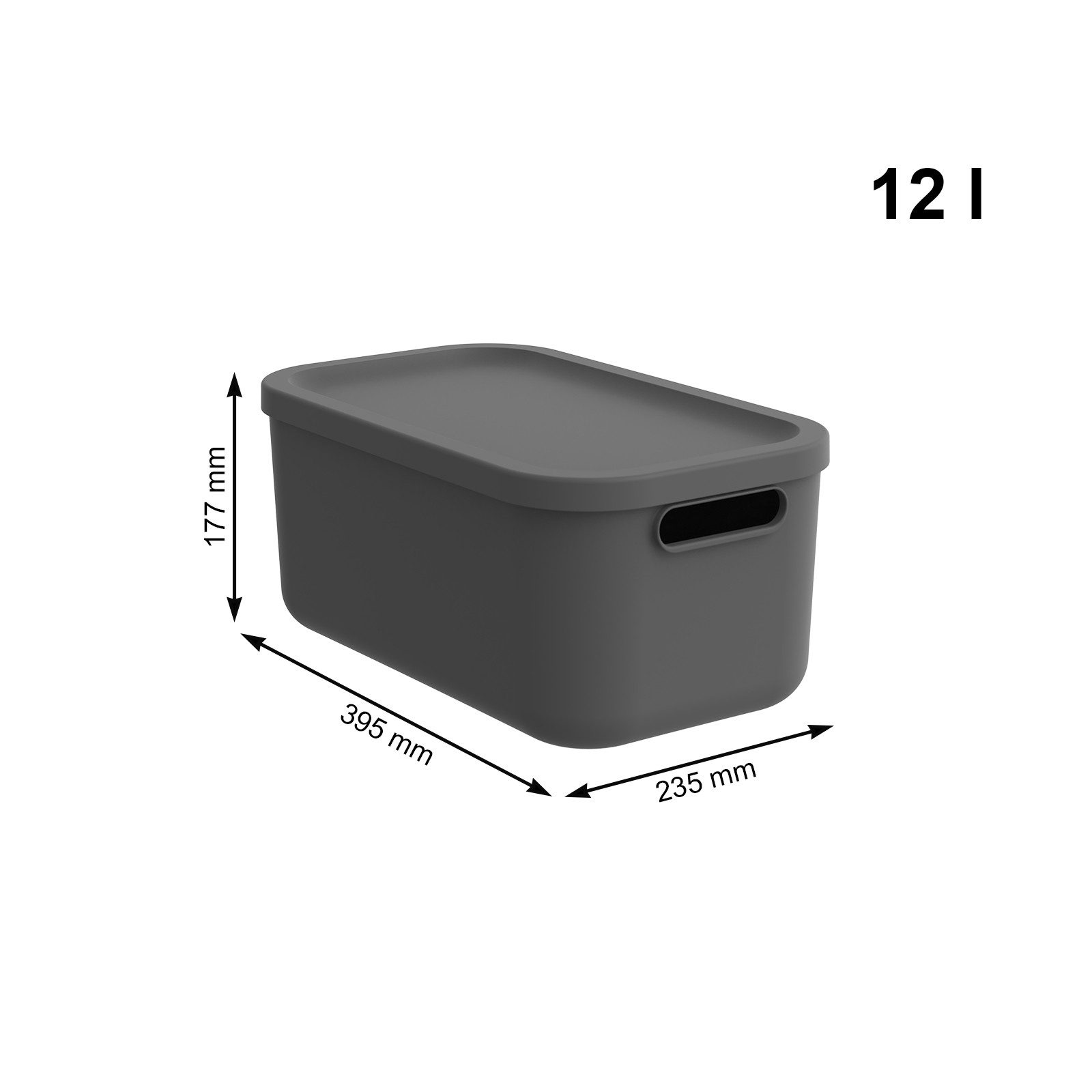 ROTHO Stapelbox Albula Light Set 5tlg. 4x 12l und 55l Aufbewahrungsboxen mit Deckel (5-teilig, Boxen-Set), Kisten stapelbar und mit Grifföffnungen