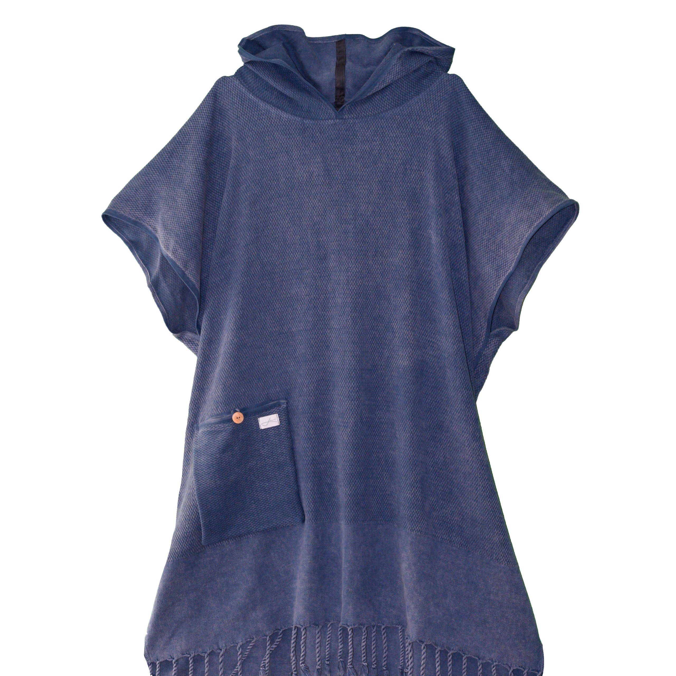 Germany Surfponcho schnell & Lou-i in blau (leicht Kapuze Badeponcho trocken), Made Badeponcho