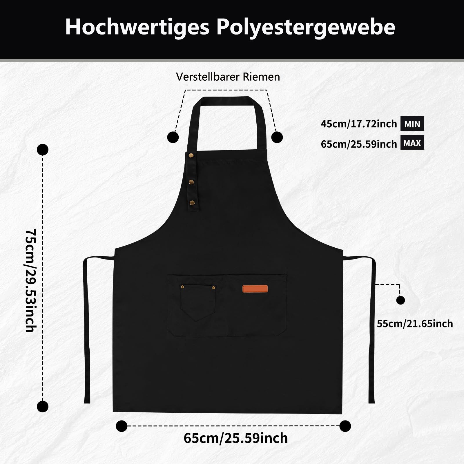 Agger Kochschürze für Damen und Herren mit verstellbaren Trägern und großen Taschen, (1-tlg), wasserdichte Kochschürze, ideal auch als Grillschürze