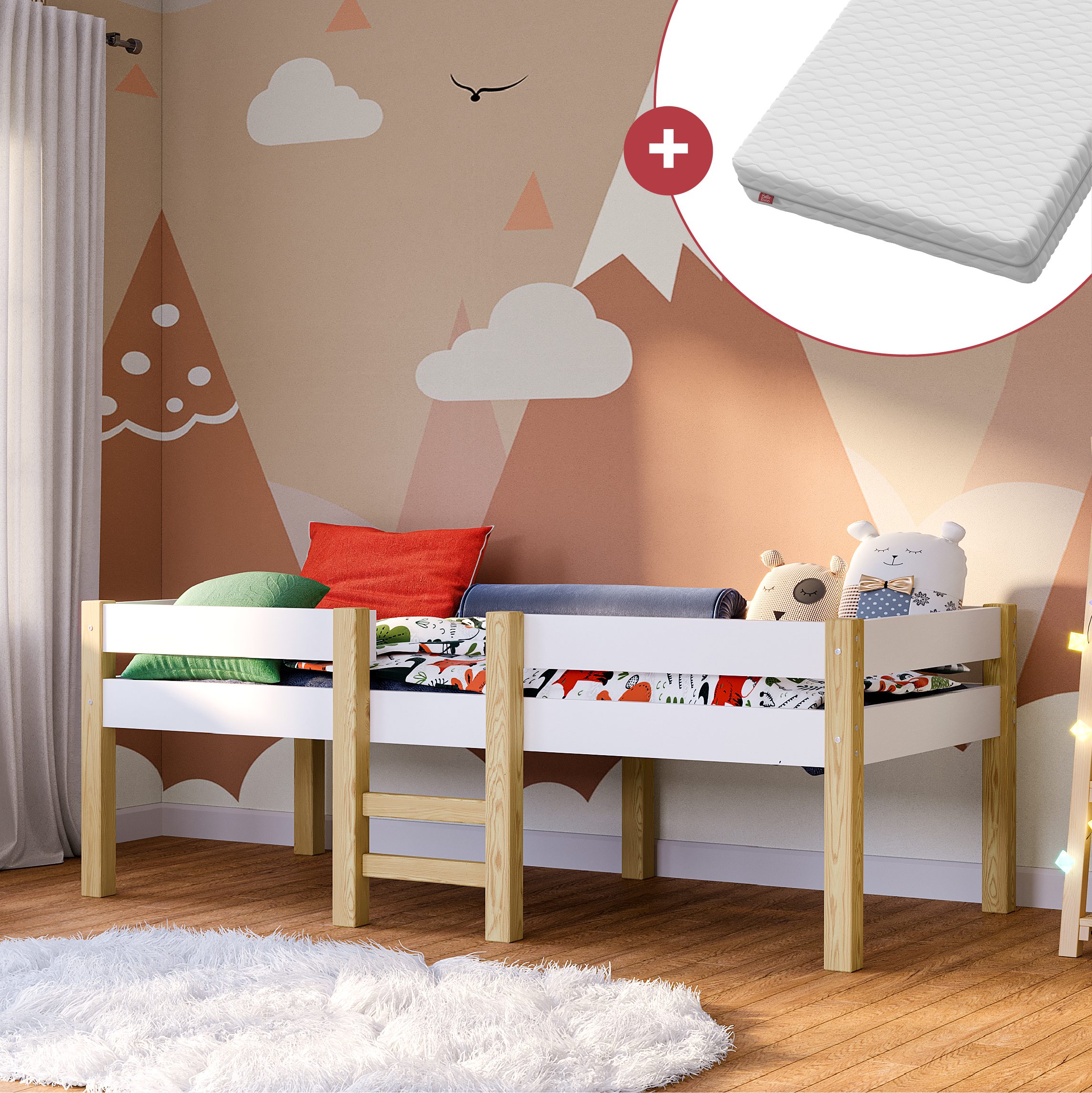 Bellabino Hochbett Aspy (Halbhochbett inkl. Lattenrost günstig online kaufen
