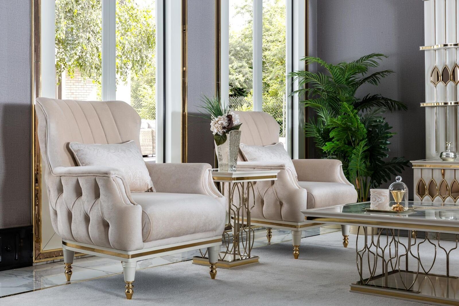 JVmoebel Beistelltisch Beistelltisch Weiß Couchtisch Luxus Wohnzimmer Metall Möbel Elegantes