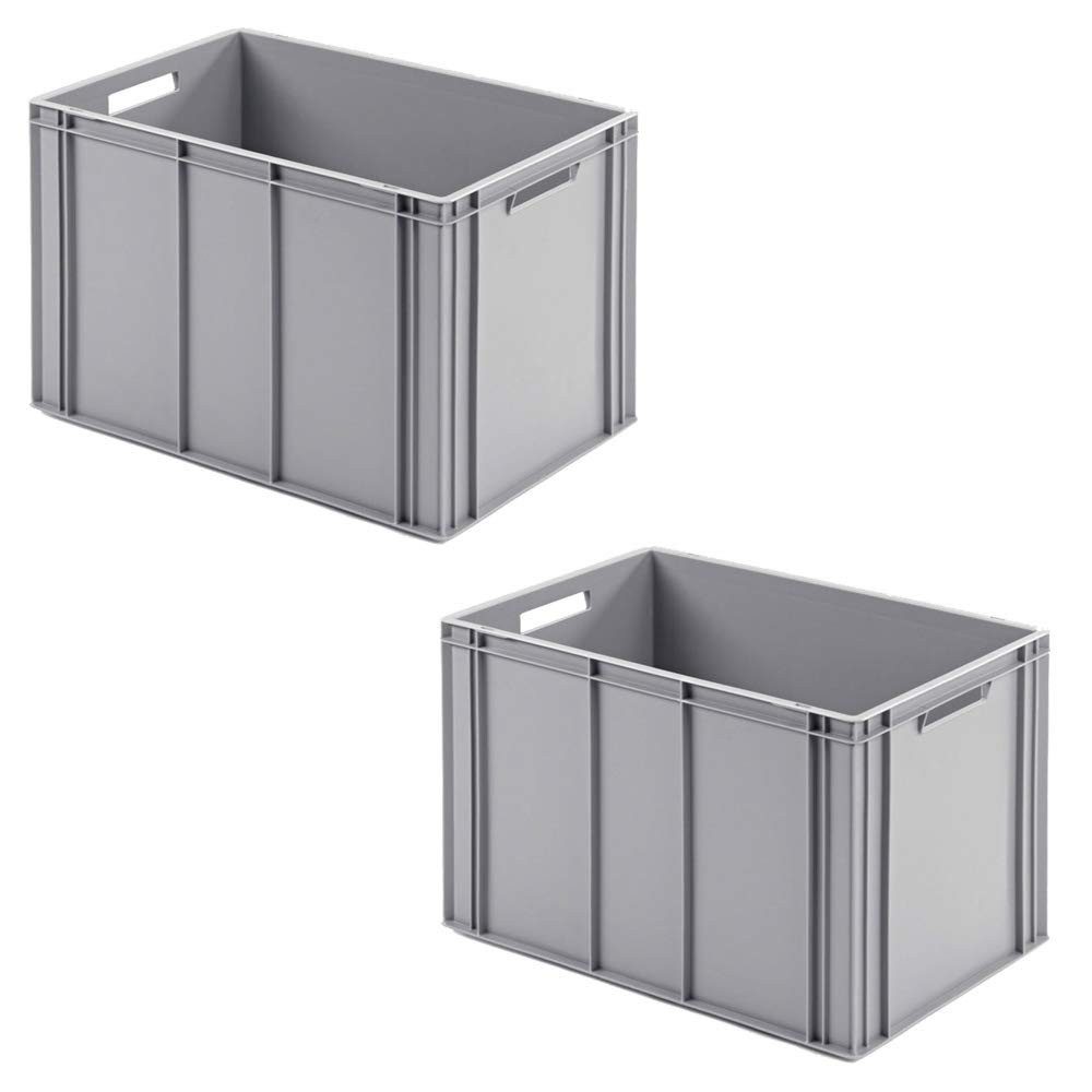 BRB-Lagertechnik Aufbewahrungsbox 2 Eurobehälter mit 2 Durchfassgriffen, LxBxH 600x400x420 mm, Extra robuste Eurobehälter