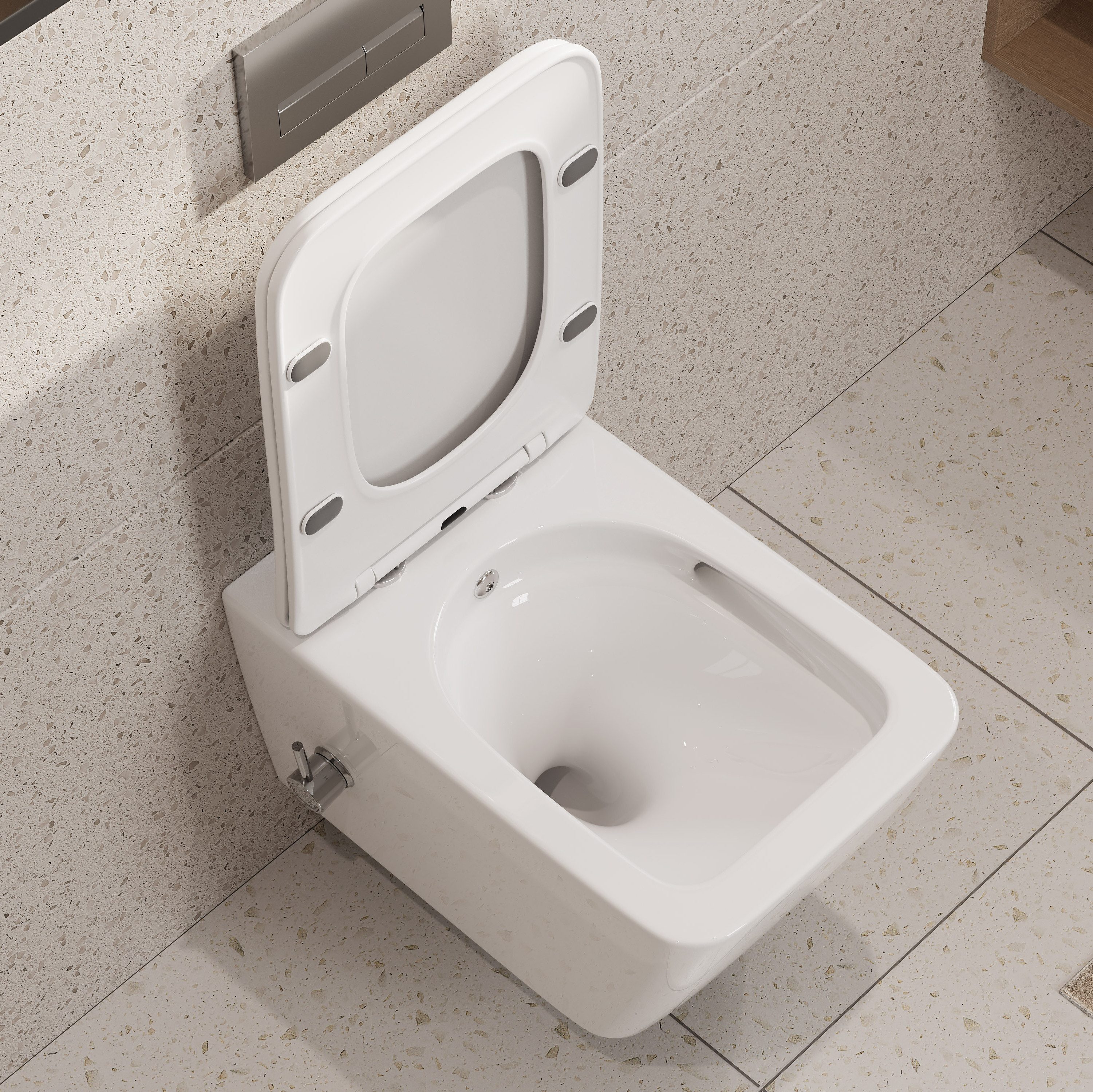 HOROW Dusch-WC Taharet -WC mit Softclose Toilettensitz, spülrandlose Toilette, Toilette mit Bidet-Funktion, Abgang waagerecht, Set, Wand-WC mit WC-Sitz Absenkau – Bild 3 von 5