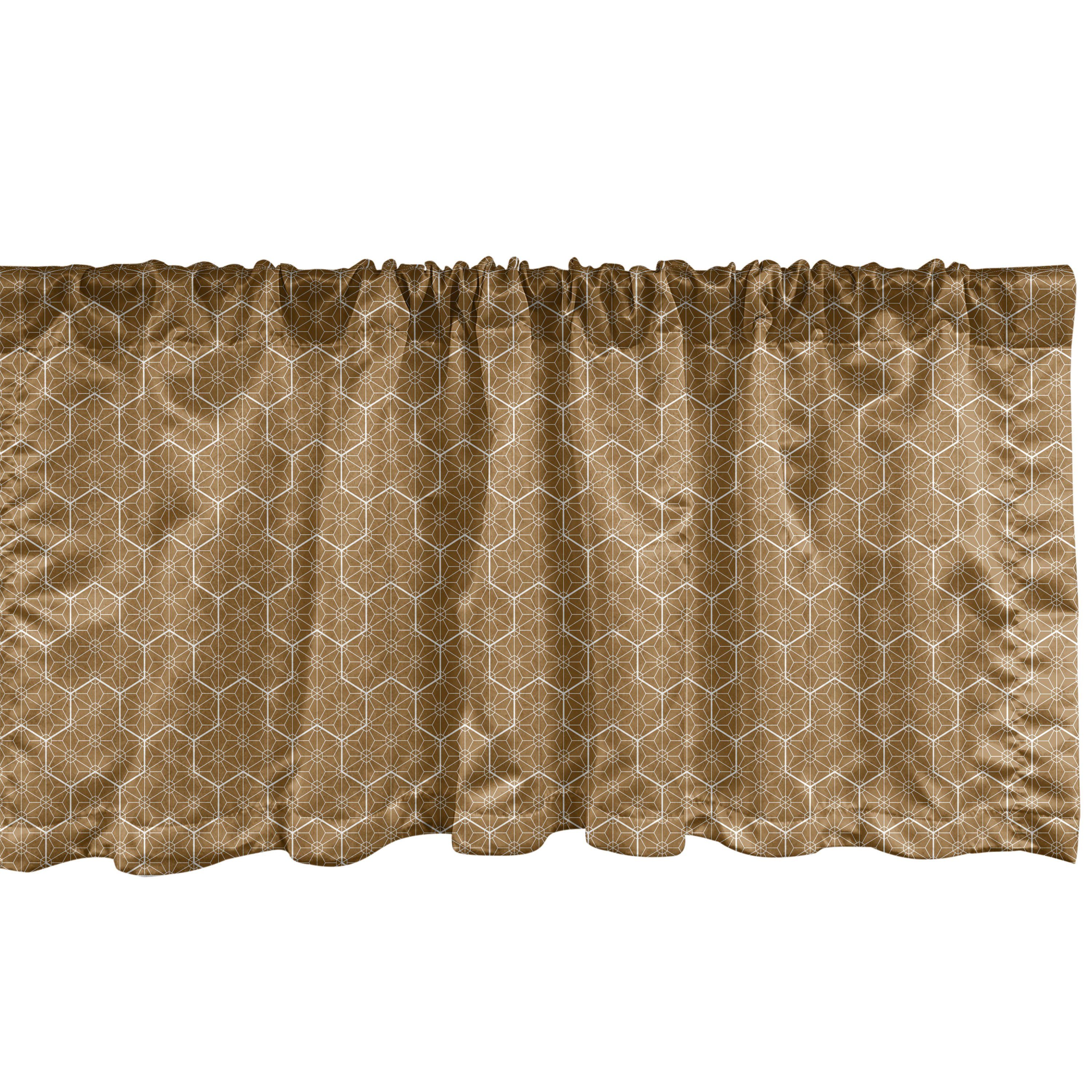 Stangentasche, Abstrakte Antike Vorhang mit Küche Volant Abakuhaus, für Schlafzimmer Microfaser, Dekor Scheibengardine Shapes Geometrie