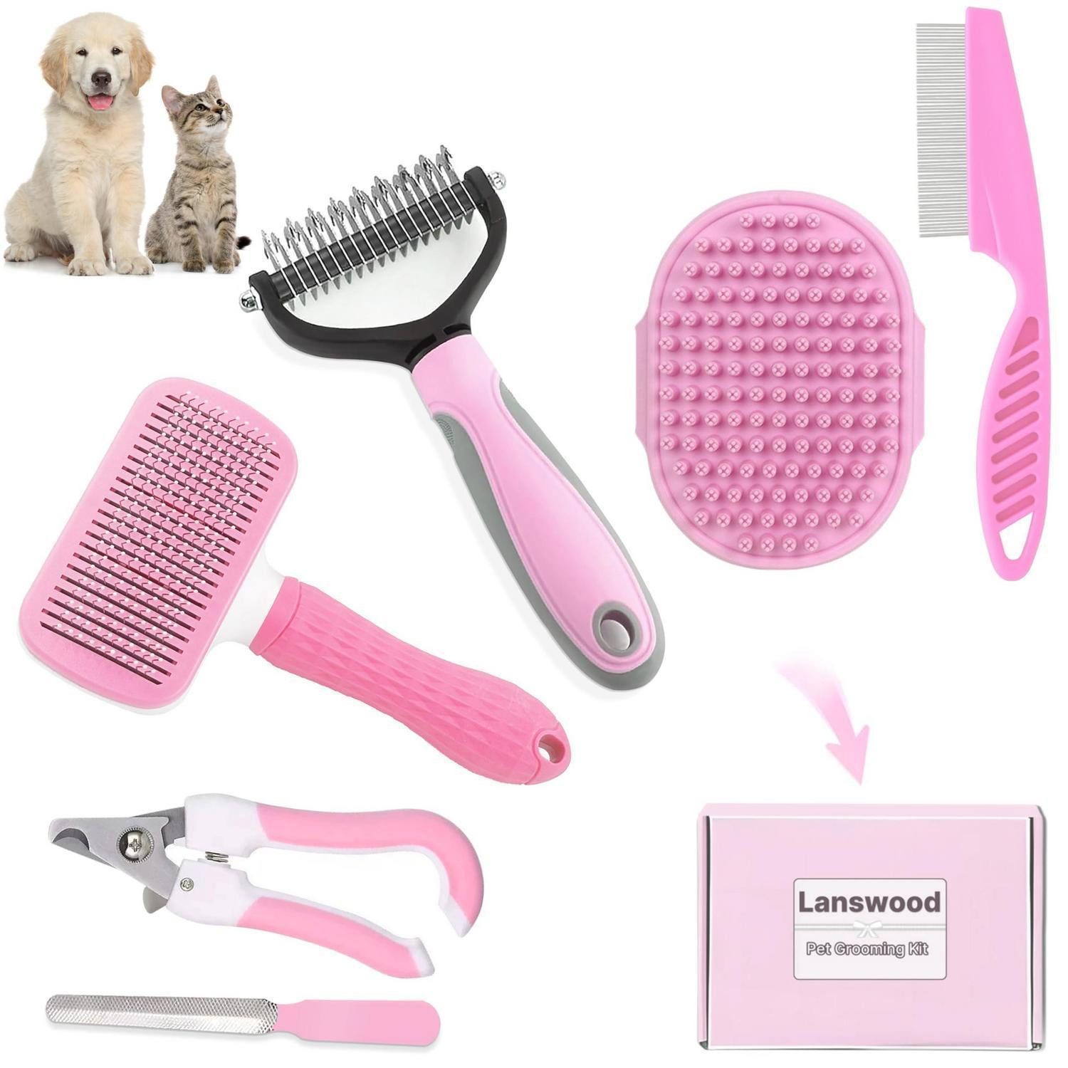 LuxusKollektion Putzzeug-Set Haustierpflege Set 6-teilig Rosa