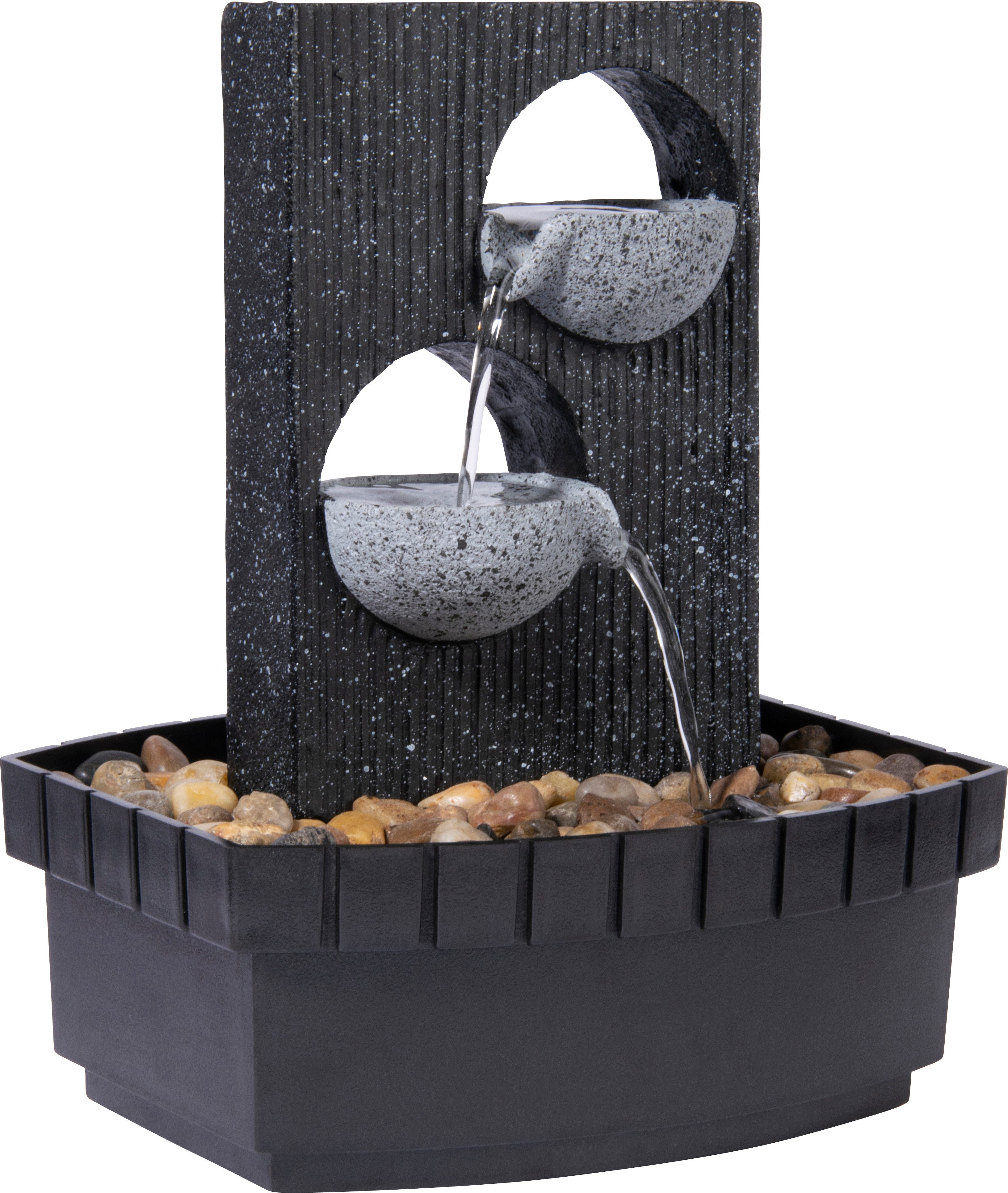 Gartenbrunnen Zimmerbrunnen in Steinoptik mit 2 Schalen