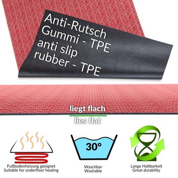 Küchenläufer Küchenläufer Läufer Küchenteppich Teppich Textil ITACA Streifen Rot, ANRO, Rechteckig, Höhe: 3 mm, Textil