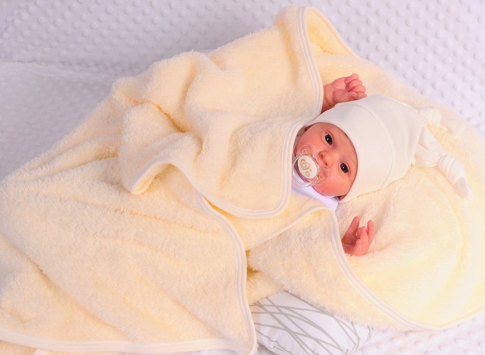 La Kuscheldecke, Babydecke für Bortini Babydecke Fleece Decke Neugeborene Wagendecke Decke Creme