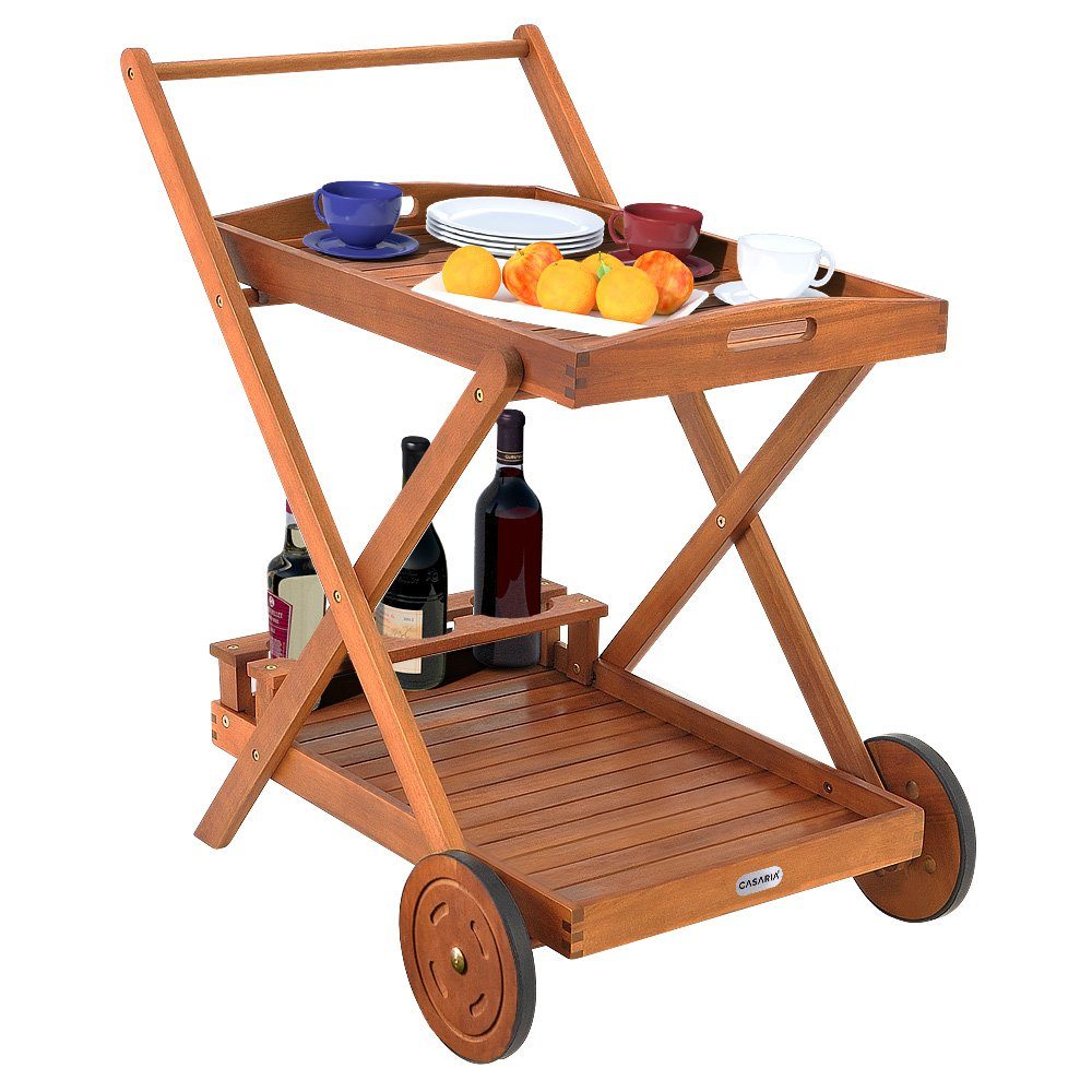 Casaria Beistelltisch »Akazie« (1St), Servierwagen mit Rollen FSC
