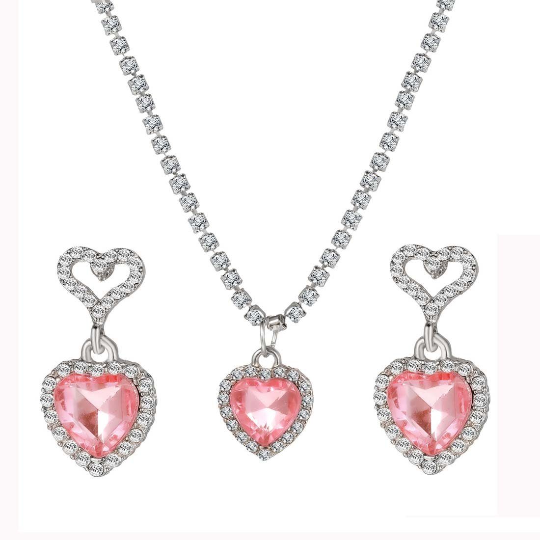 YANN Schmuckset Zweier-Set mit herzförmigen Diamanten für Damen und Mädchen
