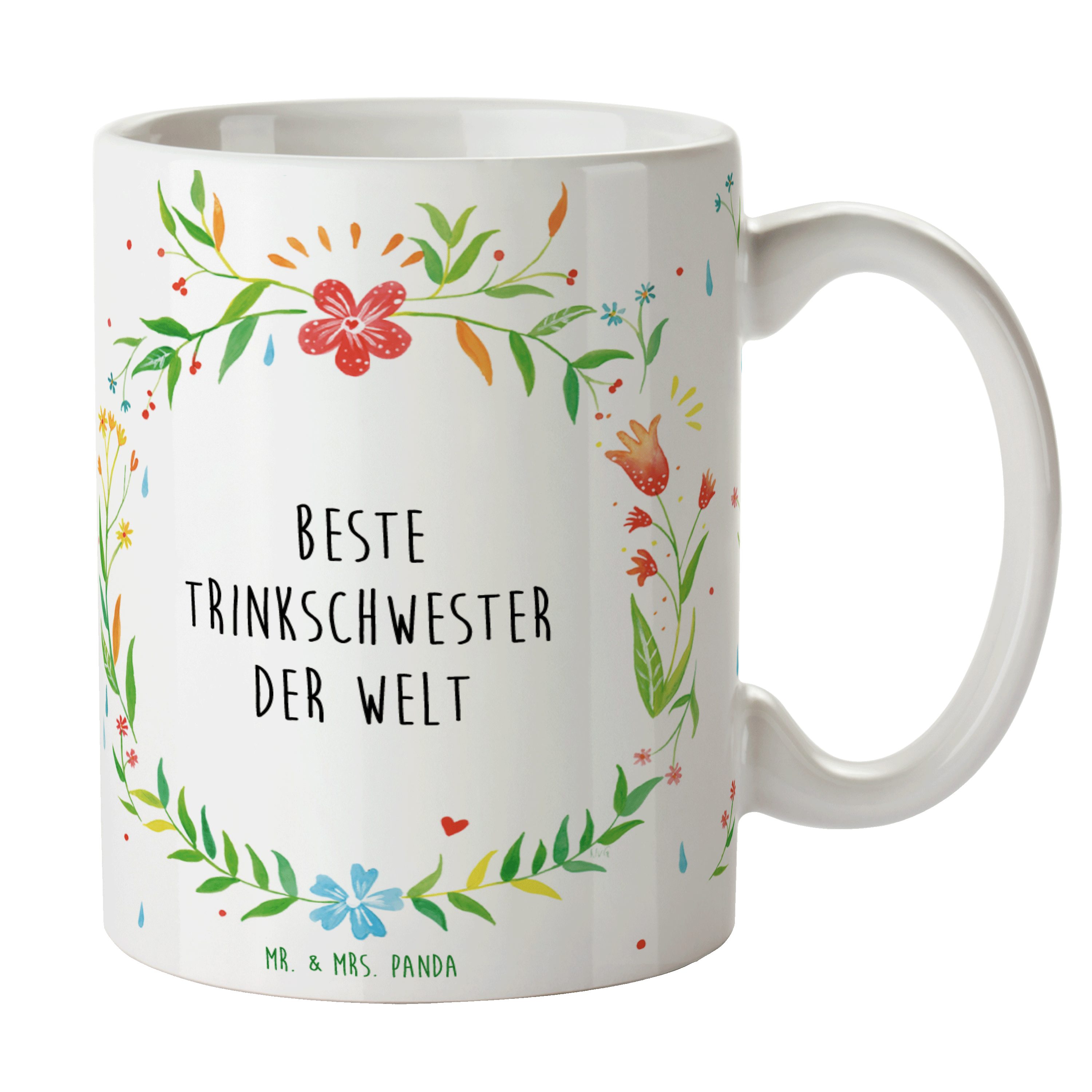 Mr. & Mrs. Panda Tasse Trinkschwester - Geschenk, Freundin, Porzellantasse, Tasse, Becher, T, Keramik