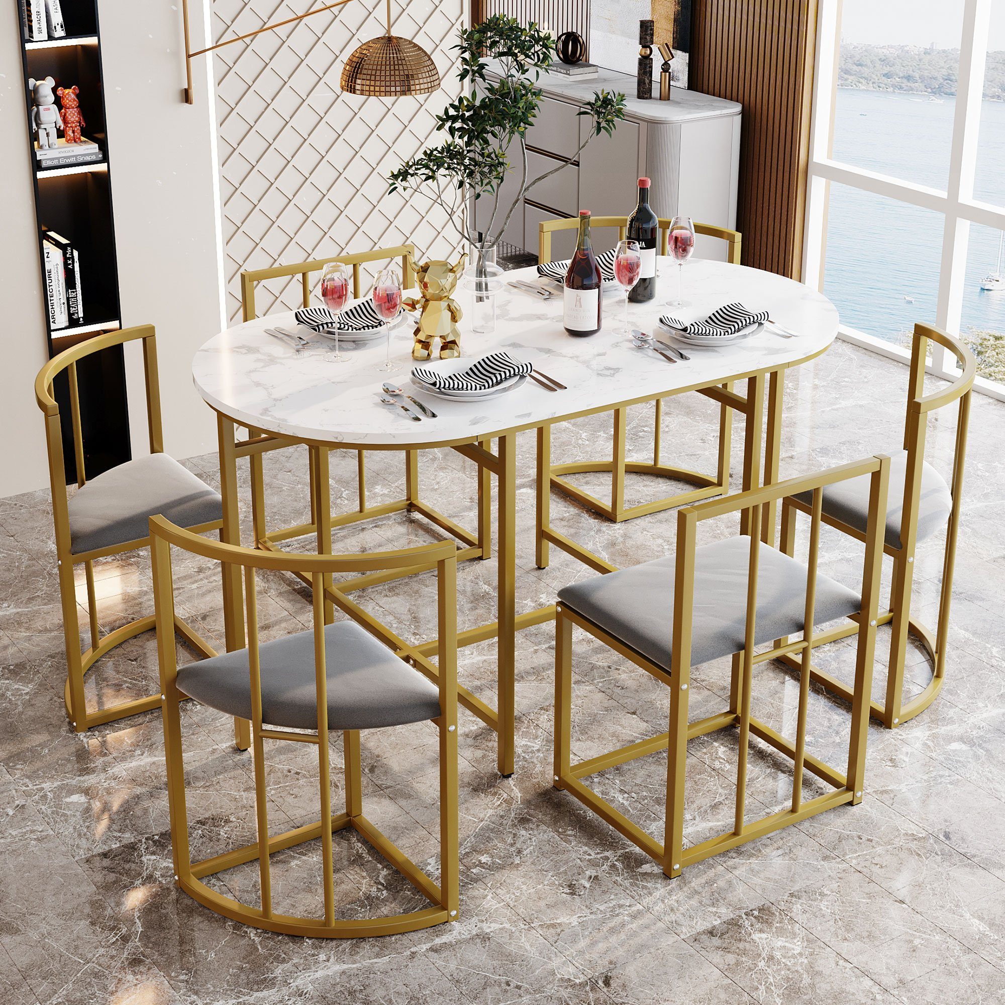 OKWISH Essgruppe Esszimmertisch-Set, (mit Esstisch, 4 günstig online kaufen