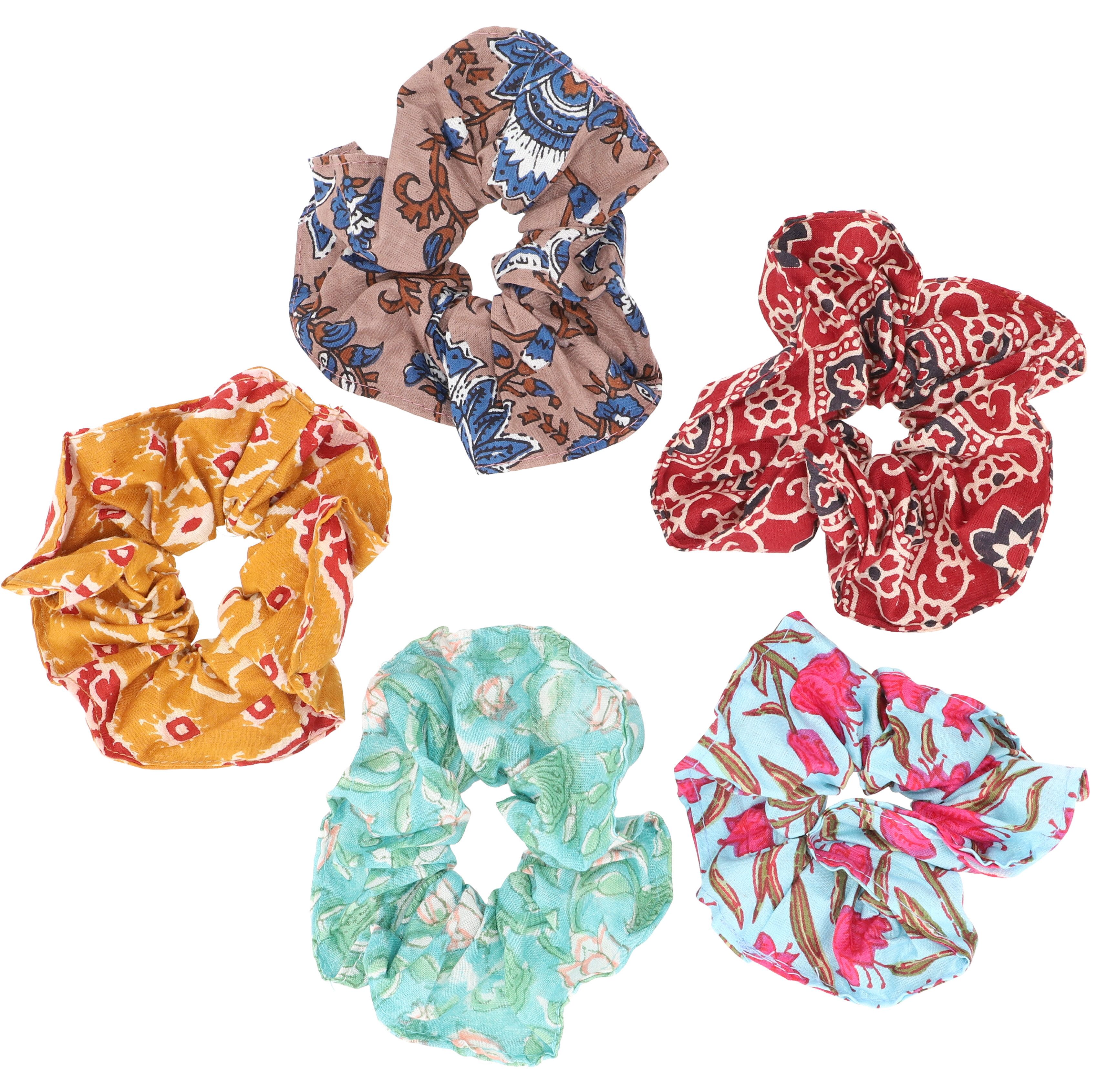 Guru-Shop Haarspange Haargummi Set Jaipur 5 Stück Mix, Blockdruck..