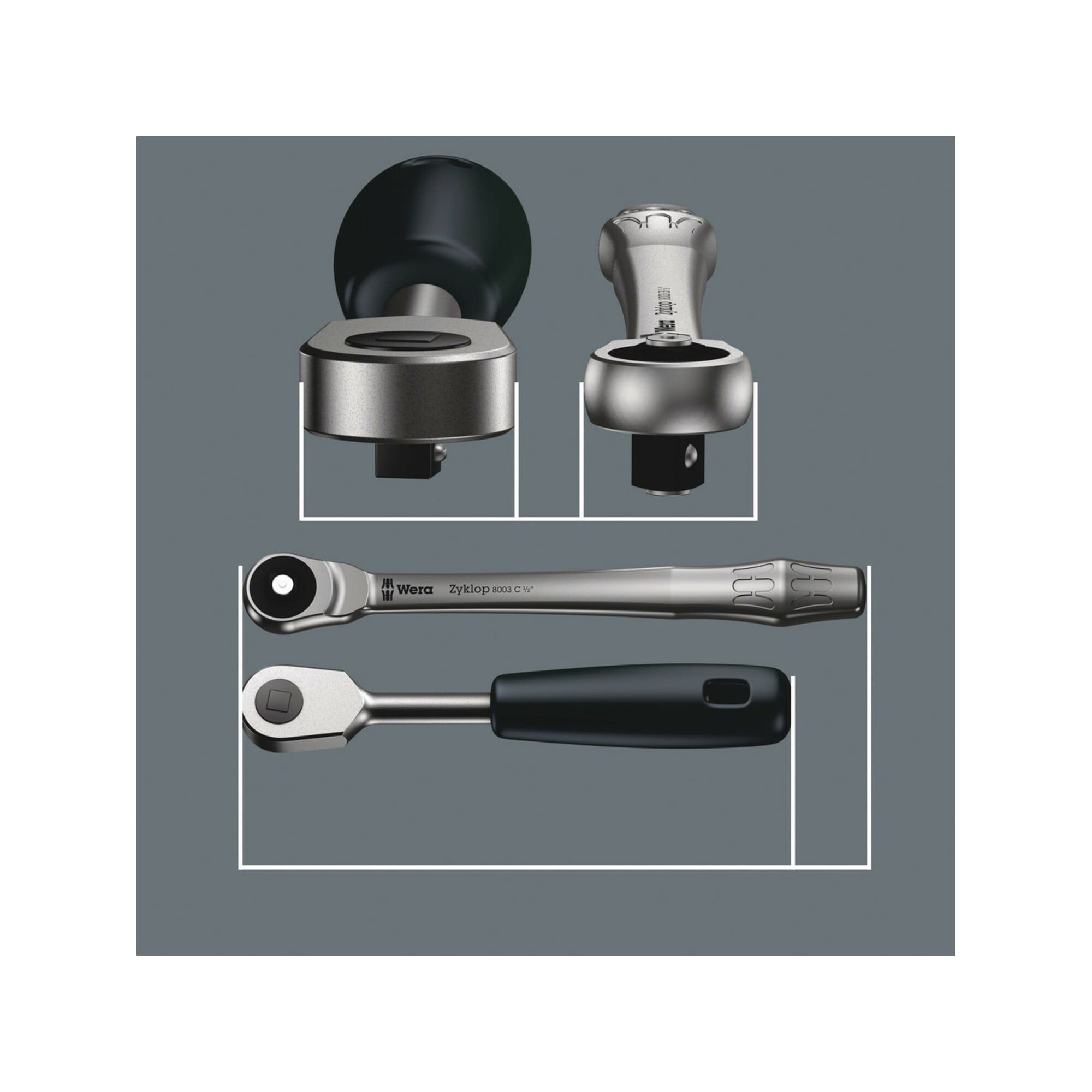 Wera Umschaltknarre Wera 8100 SC 7 Zyklop Metal-Knarrensatz, Durchsteckvierkant, 1/2"-Antr