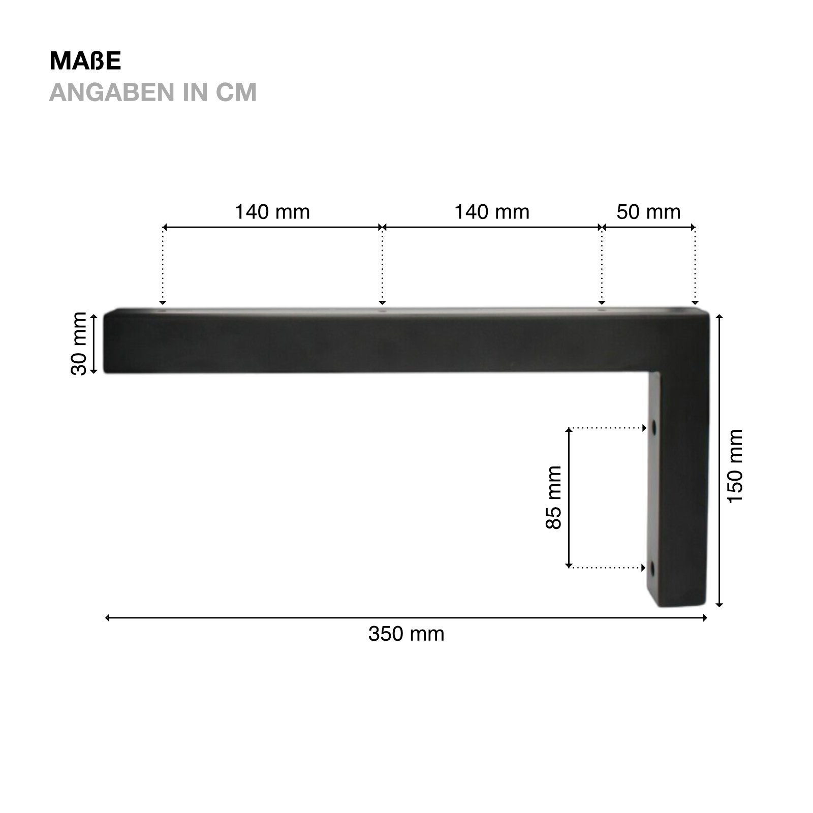 STADO Wandhalterung Schwarz, Stück für Wandregal Waschtisch, 2 Wandkonsole,