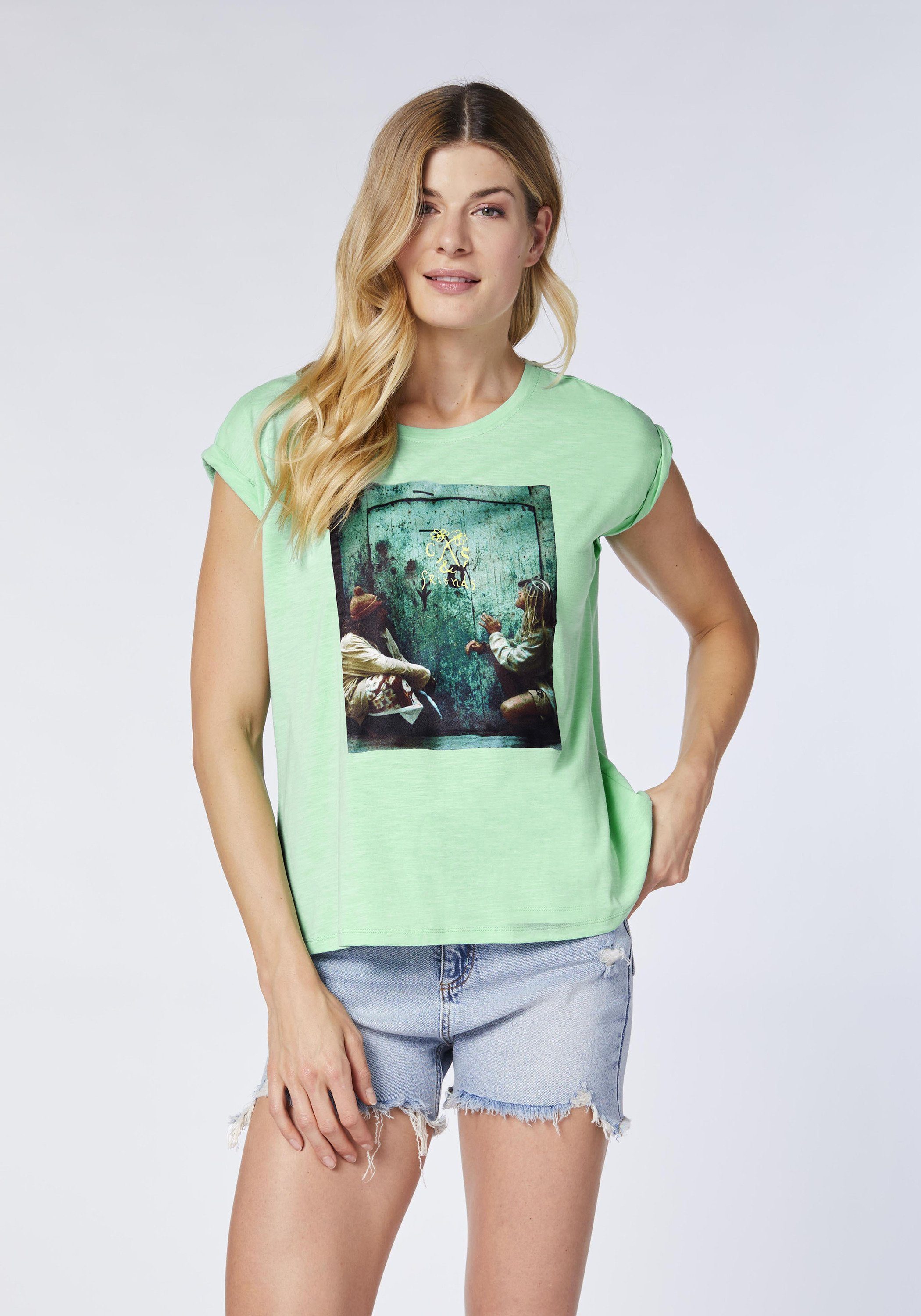 Print-Shirt Neptune mehrfarbigem T-Shirt mit Frontprint Chiemsee 1 Green