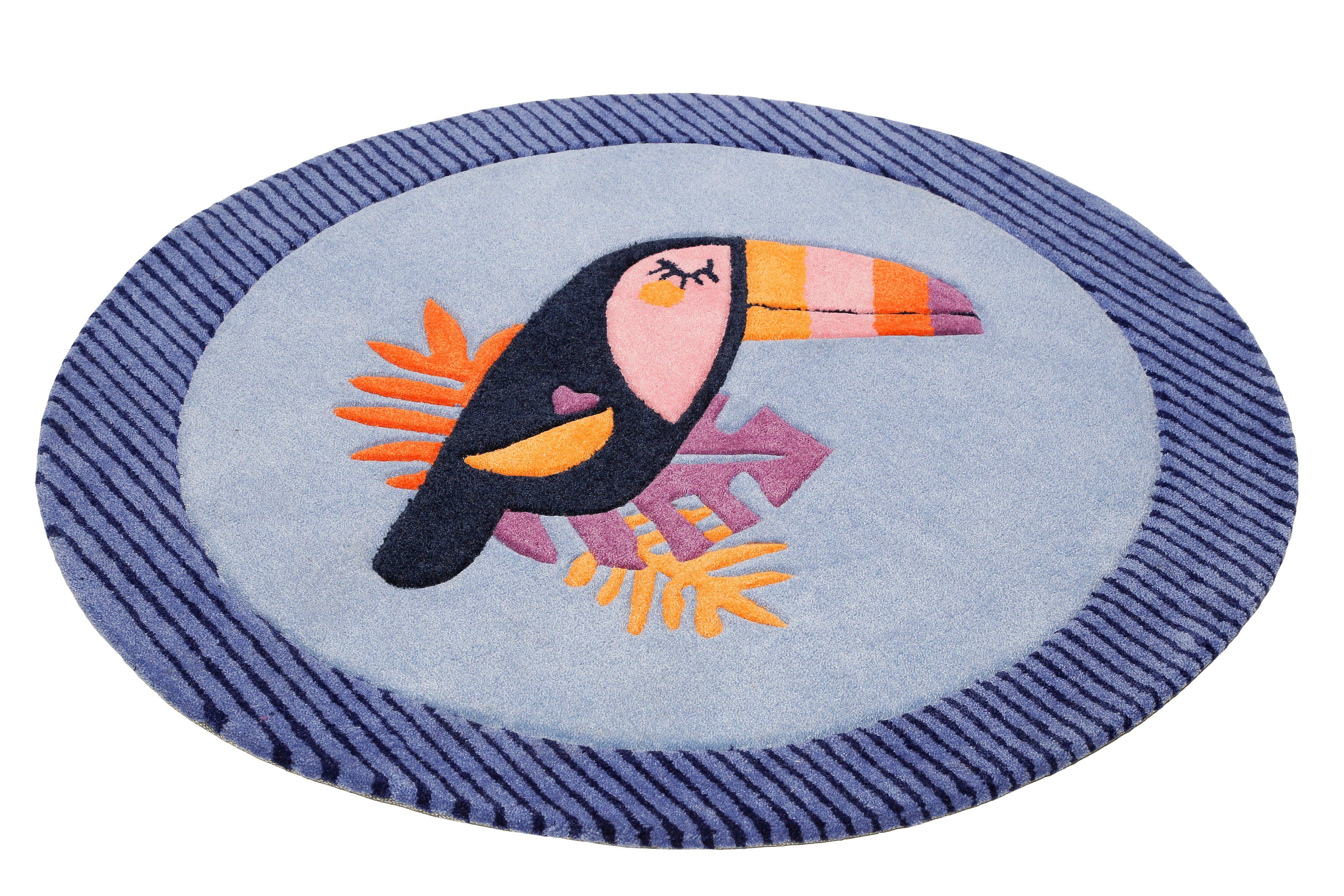 Esprit Kinderteppich E-Toucan ESP-4373, rund, Höhe: 9 mm, besonders weich, Motiv Toucan
