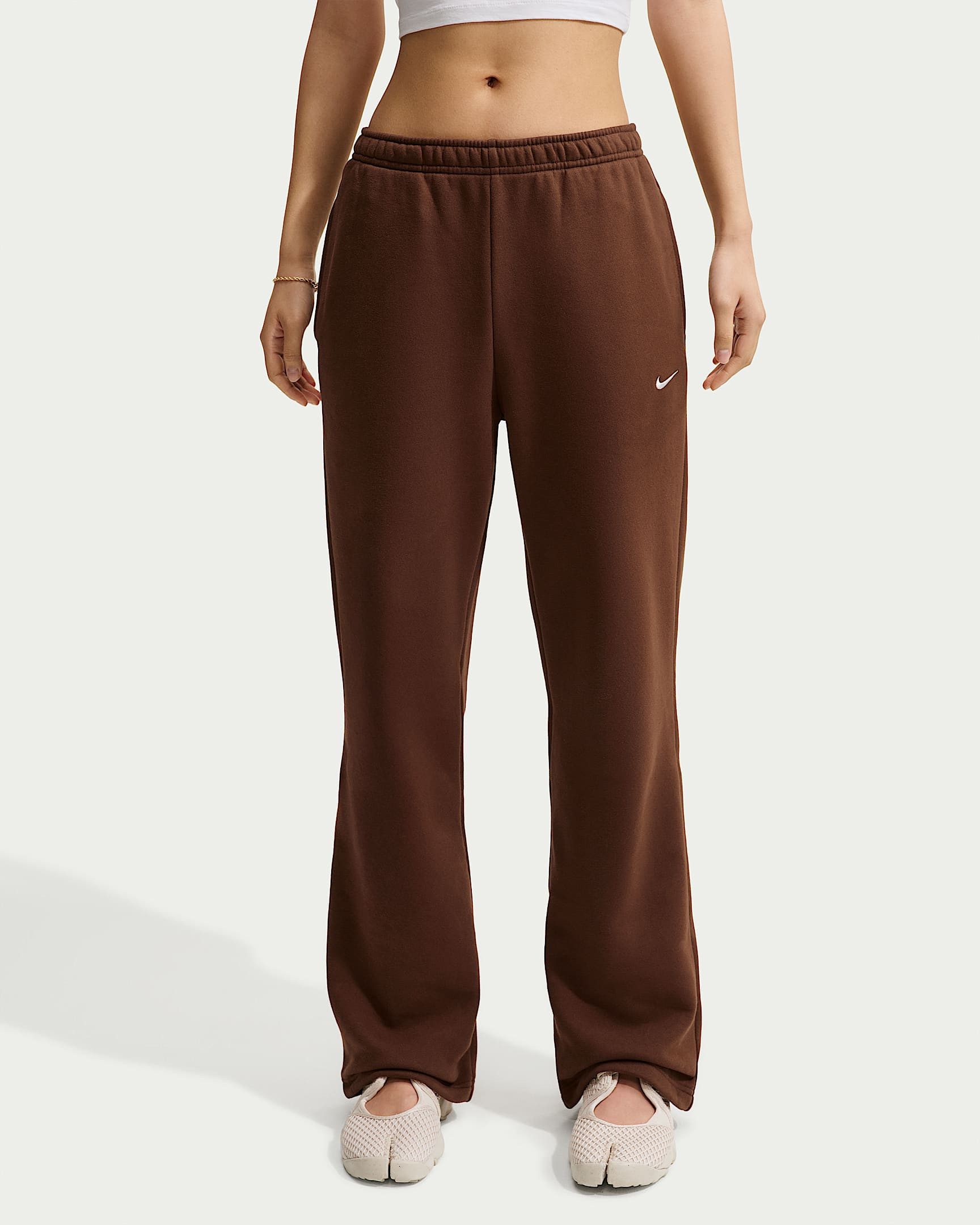 Nike Sportswear Sporthose W NK STDO FLC MW MR STD OH PNT weites Bein, aus Baumwolle und Polyester