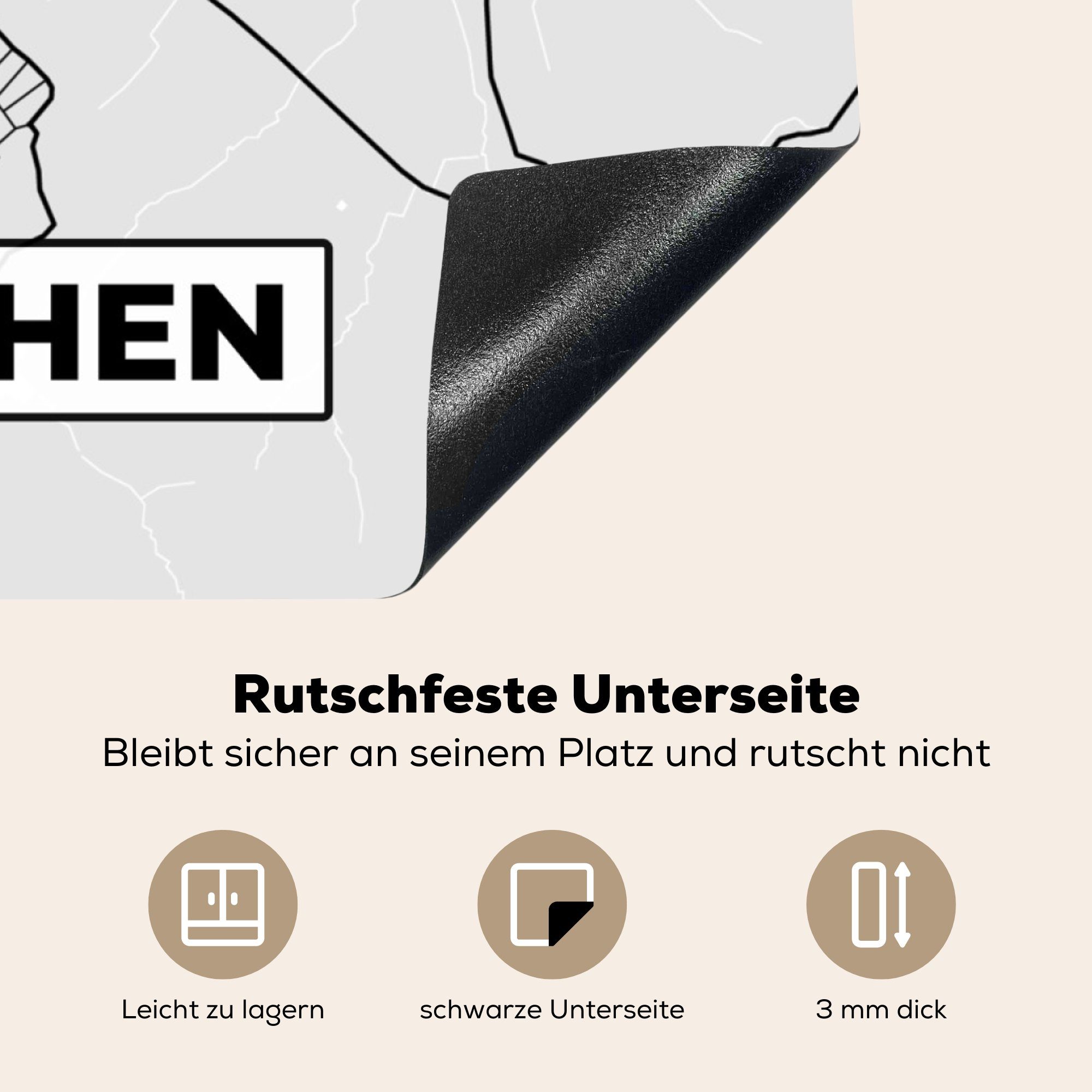 tlg), für Vinyl, MuchoWow küche Stadtplan - Deutschland, Euskirchen Arbeitsplatte - Ceranfeldabdeckung, (1 Karte - cm, Herdblende-/Abdeckplatte 78x78