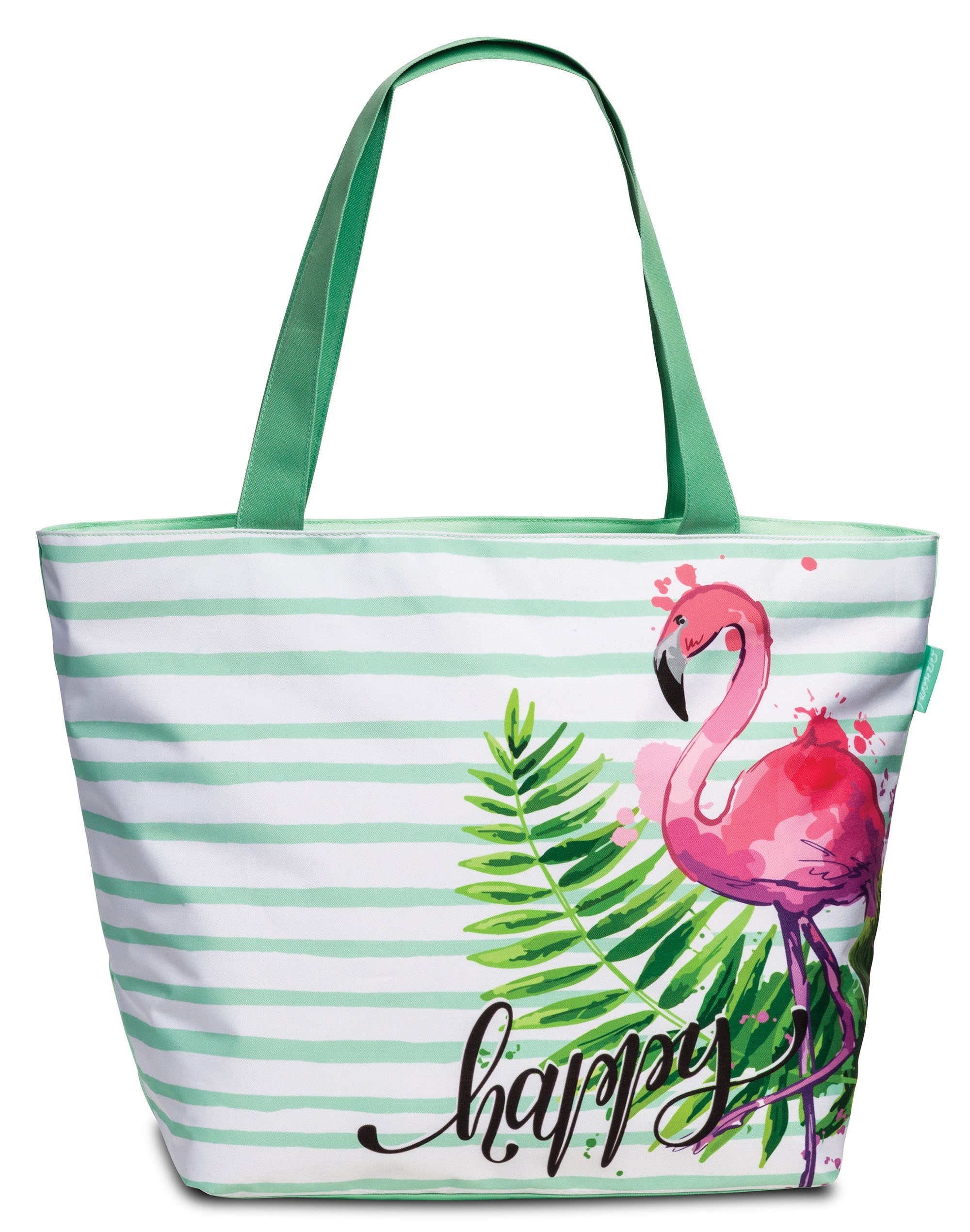 Haus und Deko Einkaufsshopper Strandtasche Badetasche Shopper Schultertasche Reißverschluss Beach Mint