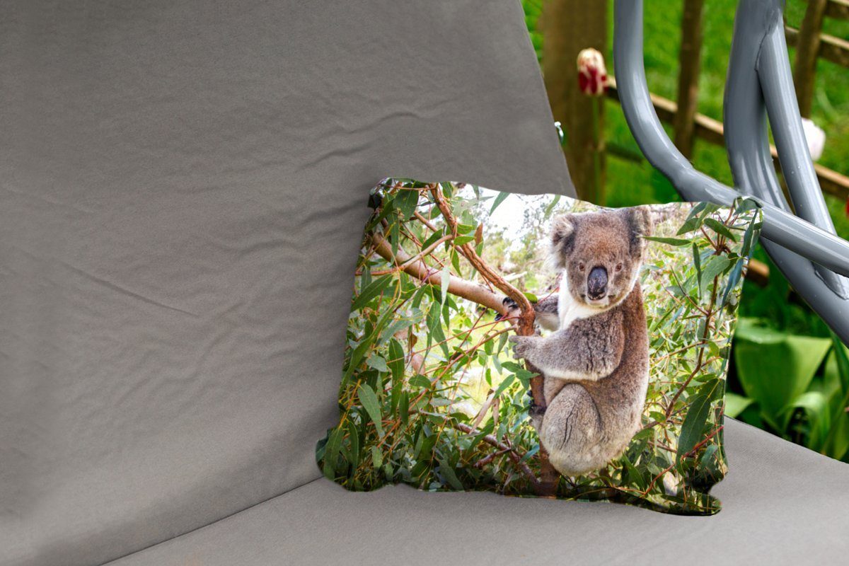 Kinder Koala MuchoWow Outdoor-Dekorationskissen, Mädchen, - - - Kissenhülle Dekokissen Blätter Dekokissenbezug, Jungen Polyester, -