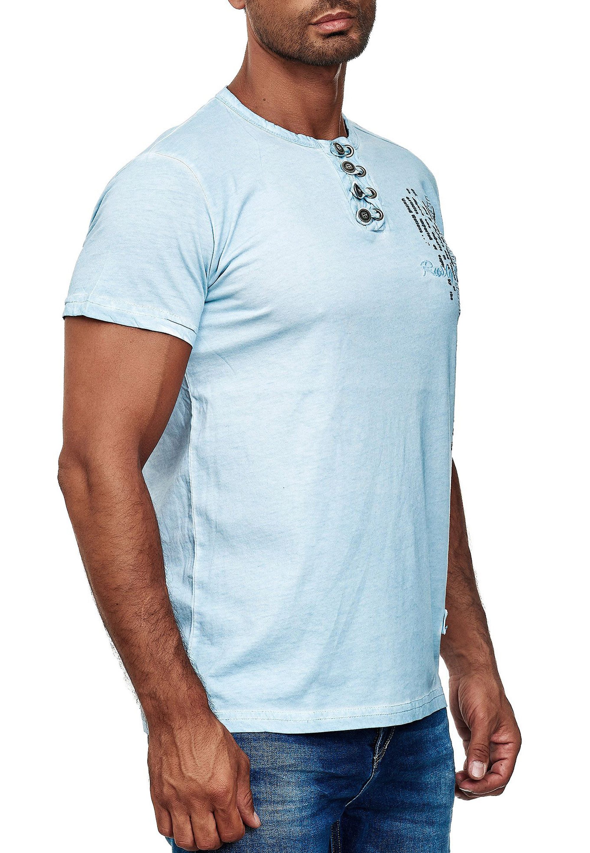R-NEAL T-Shirt T-Shirt Verwaschen mit Knopfleiste günstig online kaufen