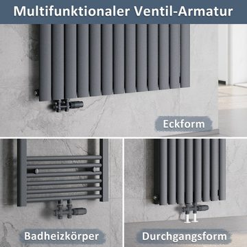 SONNI Heizkörperthermostat Multiblock Set für Heizkörper Thermostat Anschlussarmatur, mit Thermostatkopf ; 50mm G 1/2"