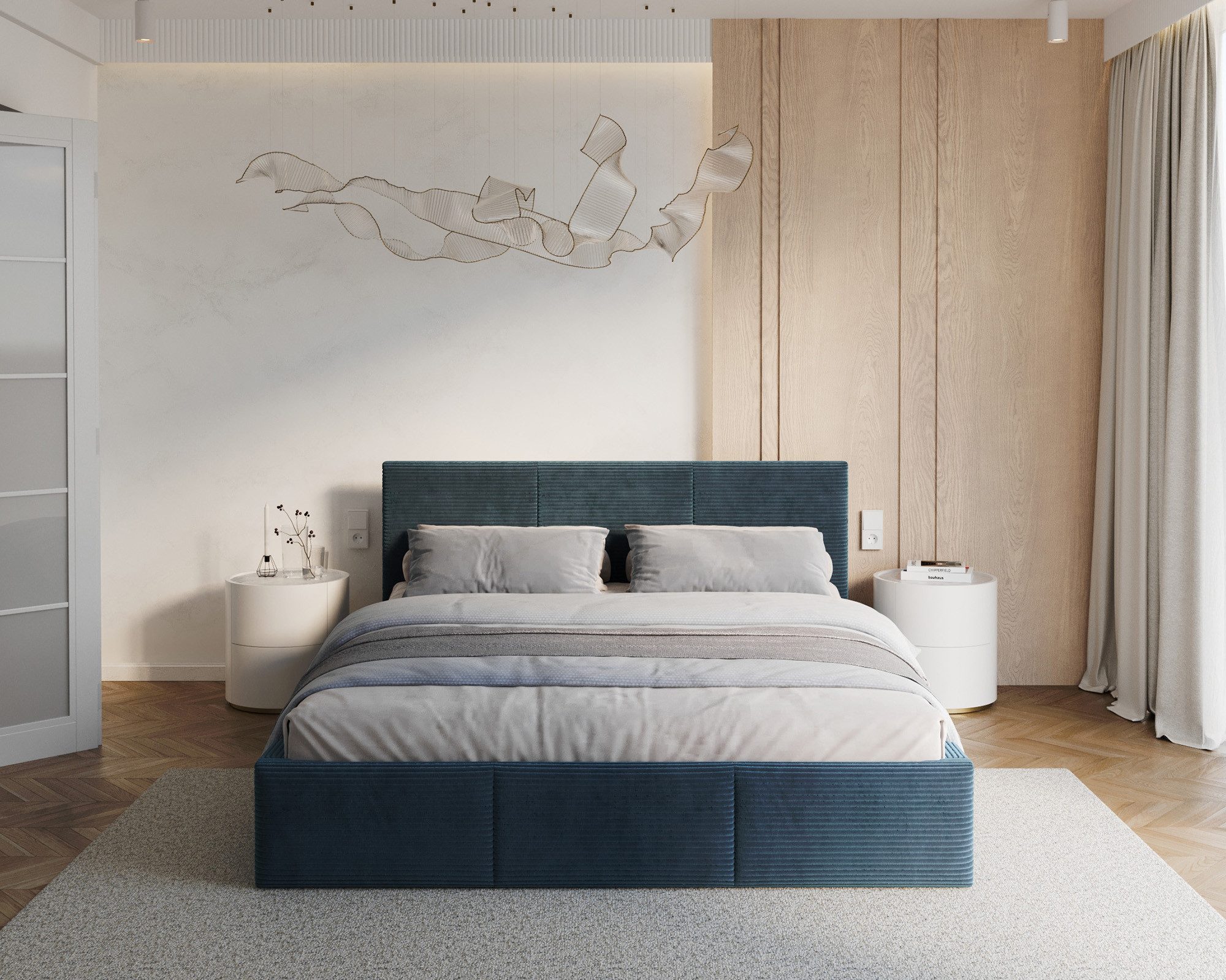 thematys Polsterbett mit Bettkasten & Lattenrost – Stauraumbett Cord 120x200–180x200 (Optional mit 28 cm H3/H4 Taschenfederkern oder 23 cm Taschenfederkern-Matratze H2)