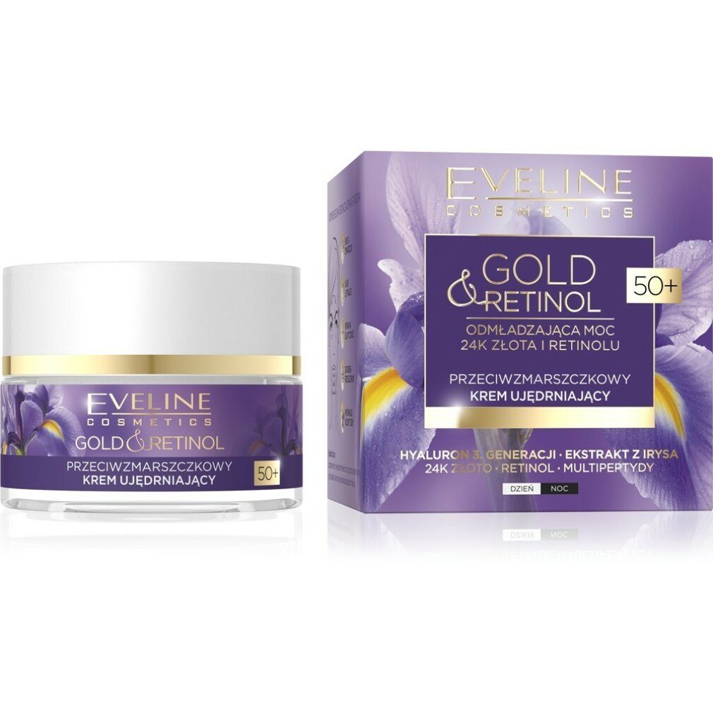 Eveline Cosmetics Nagelpflegecreme Gold & Retinol 50+ Anti-Falten Straffende Tages-und Nachtcreme