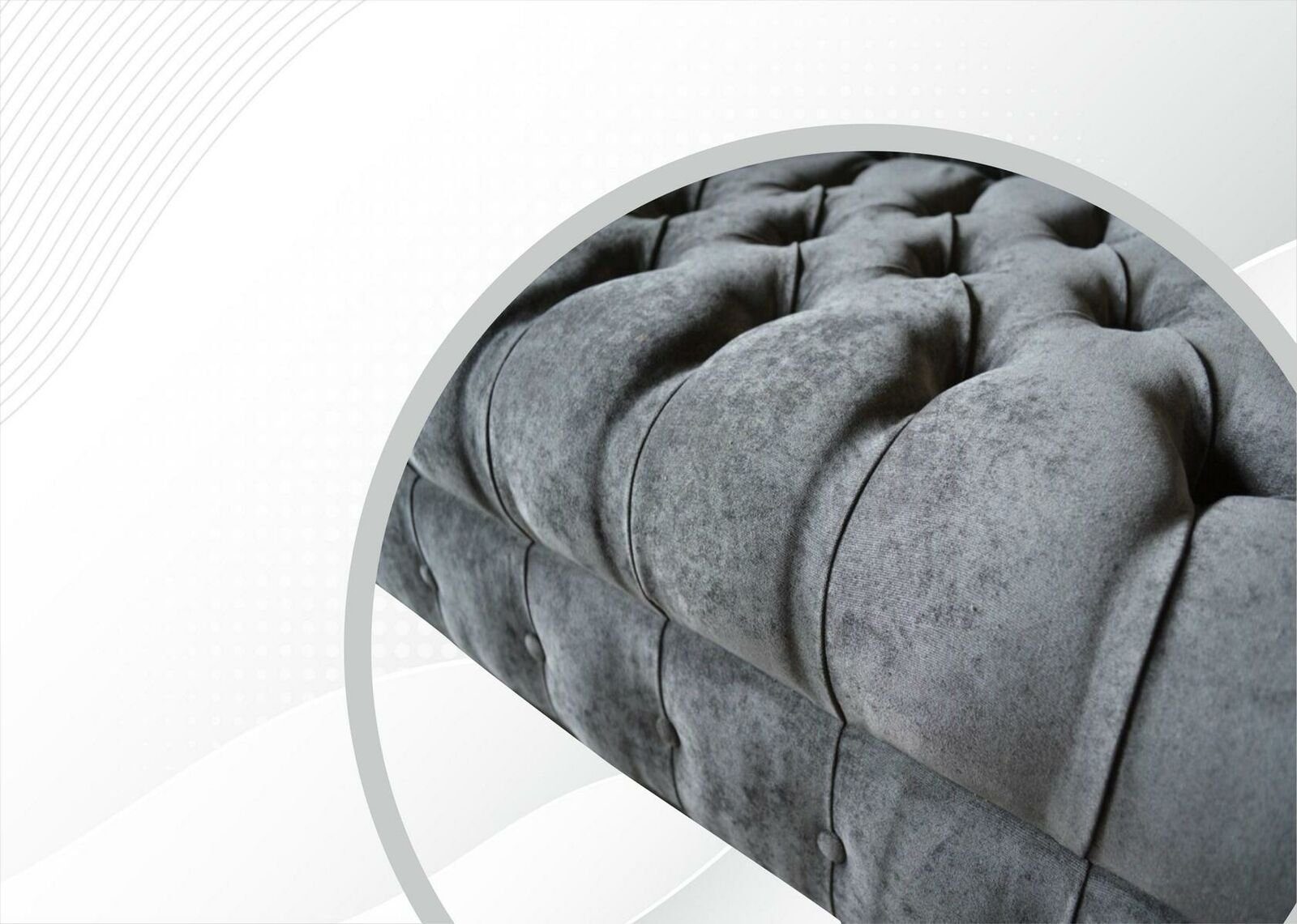 JVmoebel 2 grauer Chesterfield Neu, Chesterfield-Sofa Made Sitzer in Wohnzimmermöbel Luxus Europe