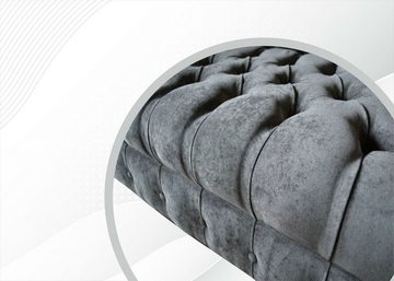 JVmoebel Chesterfield-Sofa Luxus grauer 2 Sitzer Wohnzimmermöbel Chesterfield Neu, Made in Europe
