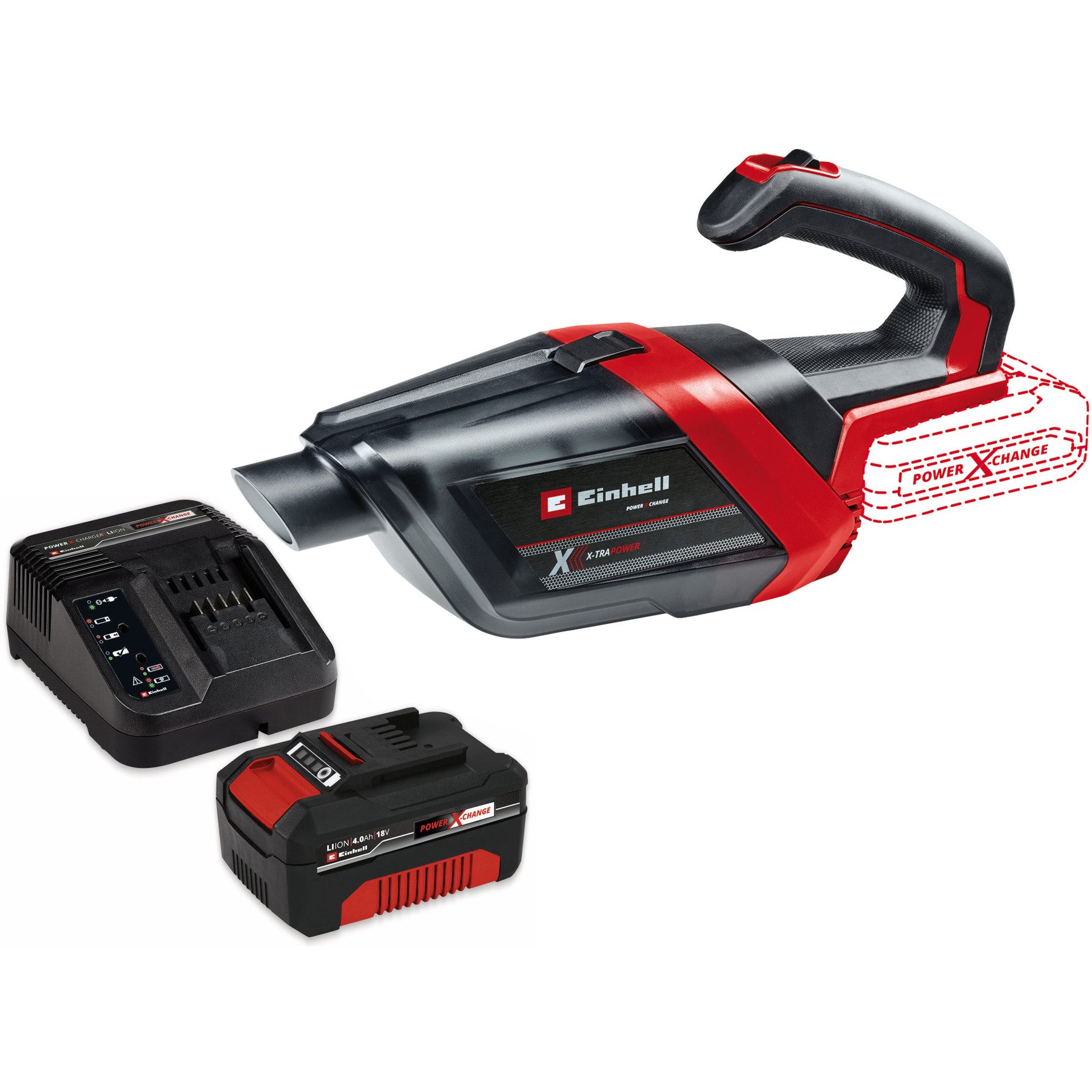 Einhell Akku-Handstaubsauger EINHELL Akku-Sauger TE-HV 18/06 Li Kit (1x 4,0 Ah)