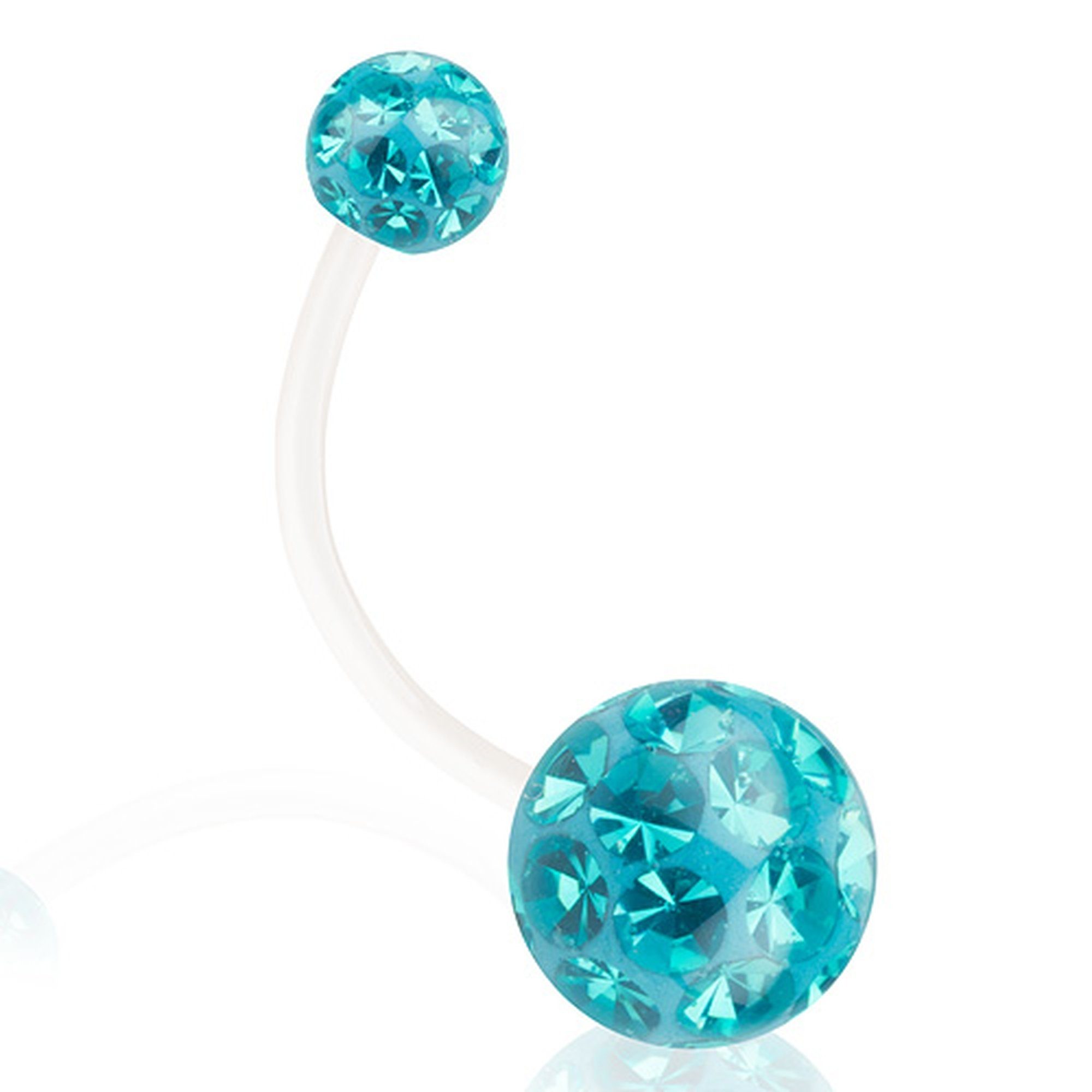 Taffstyle Bauchnabelpiercing Bauchpiercing Ferido Kristall Bioflex Stab Schwangerschaft flexibel (Flexibler Piercingstab mit funkelnder Ferido Kristallkugeln perfekt als Geschenk)