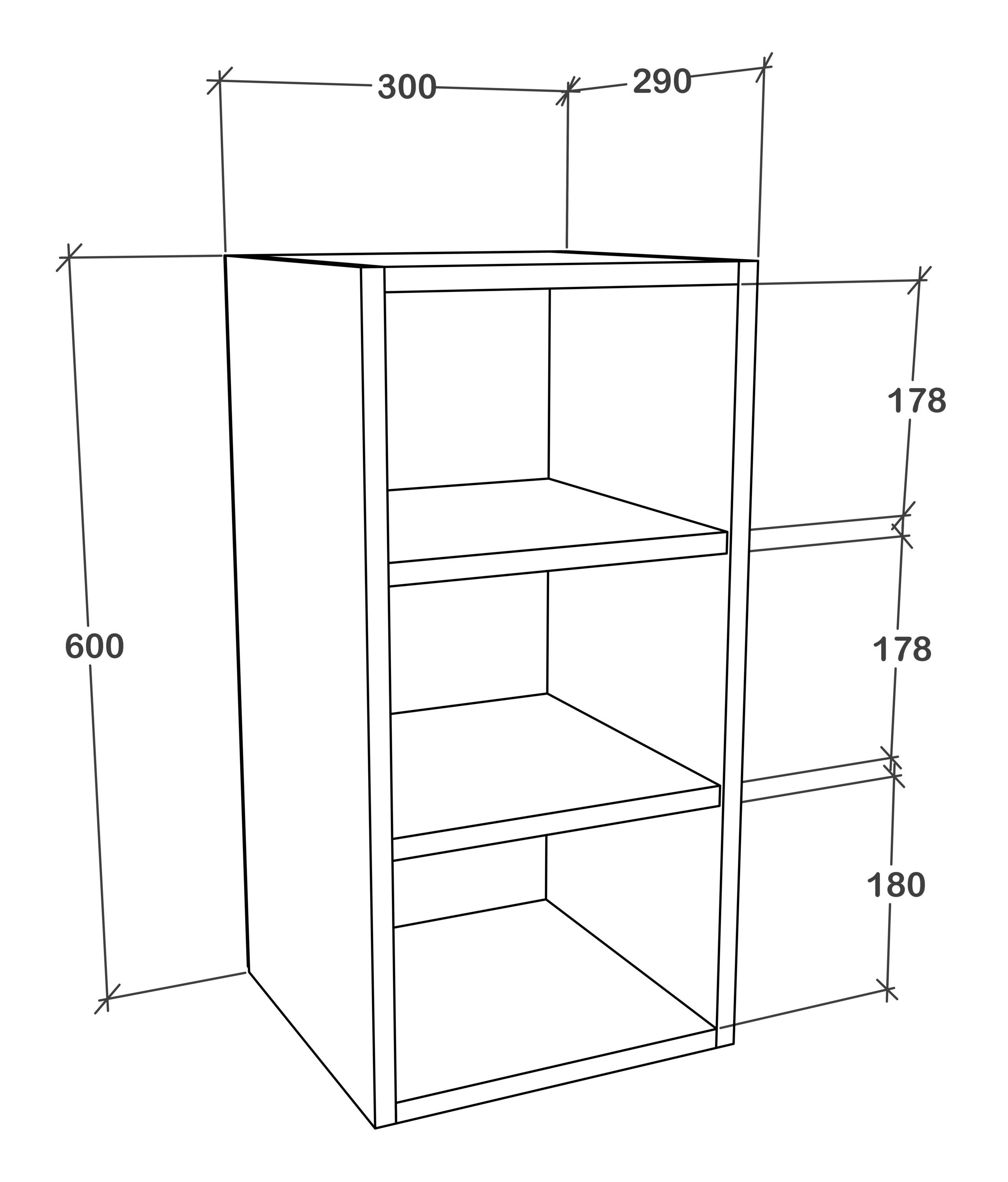 VCM Hängeschrank Esilo Hängeregal B. 30 x T. 29 x H. 60 cm Stauraum für Geschirr, Gewürze und Vorräte, 3 Fächer, Holzwerkstoff – Bild 3 von 3