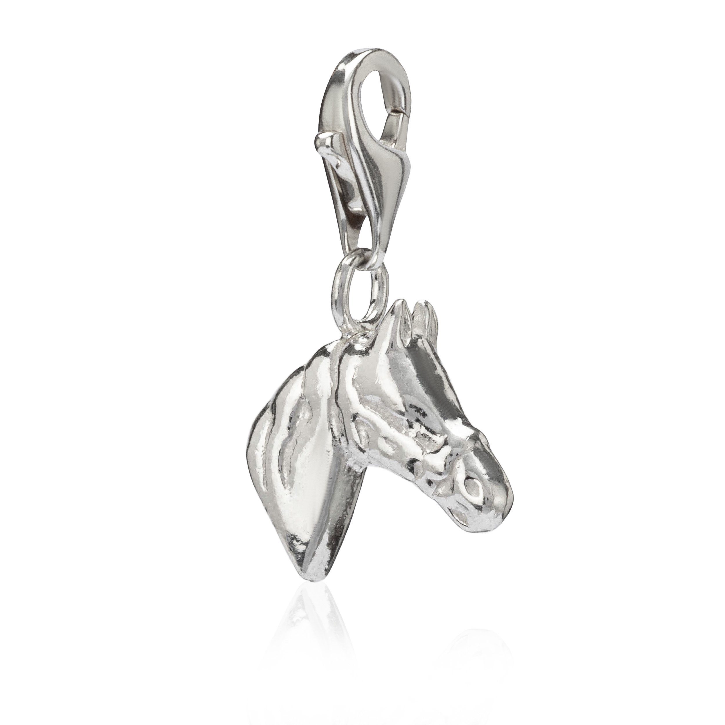Charm-Einhänger Damen Charm-Anhänger Pferdekopf 925 Silber 10x10mm