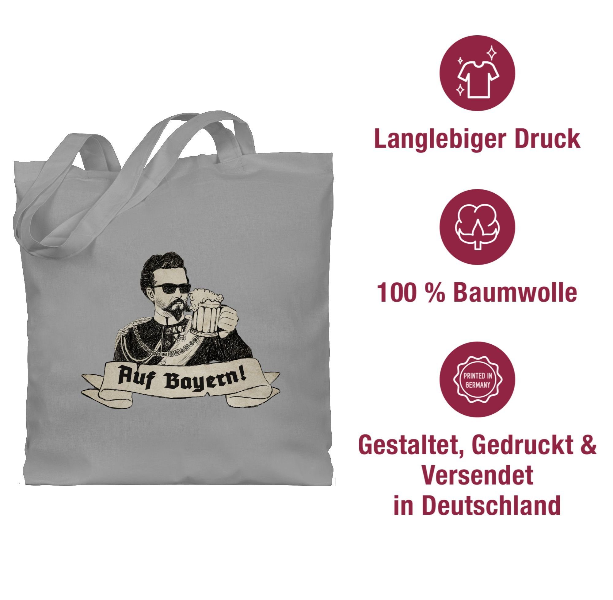 - Bayern Ludwig König Shirtracer Umhängetasche Auf Hellgrau 1 Oktoberfest Mode Prost, für Tasche Bayern