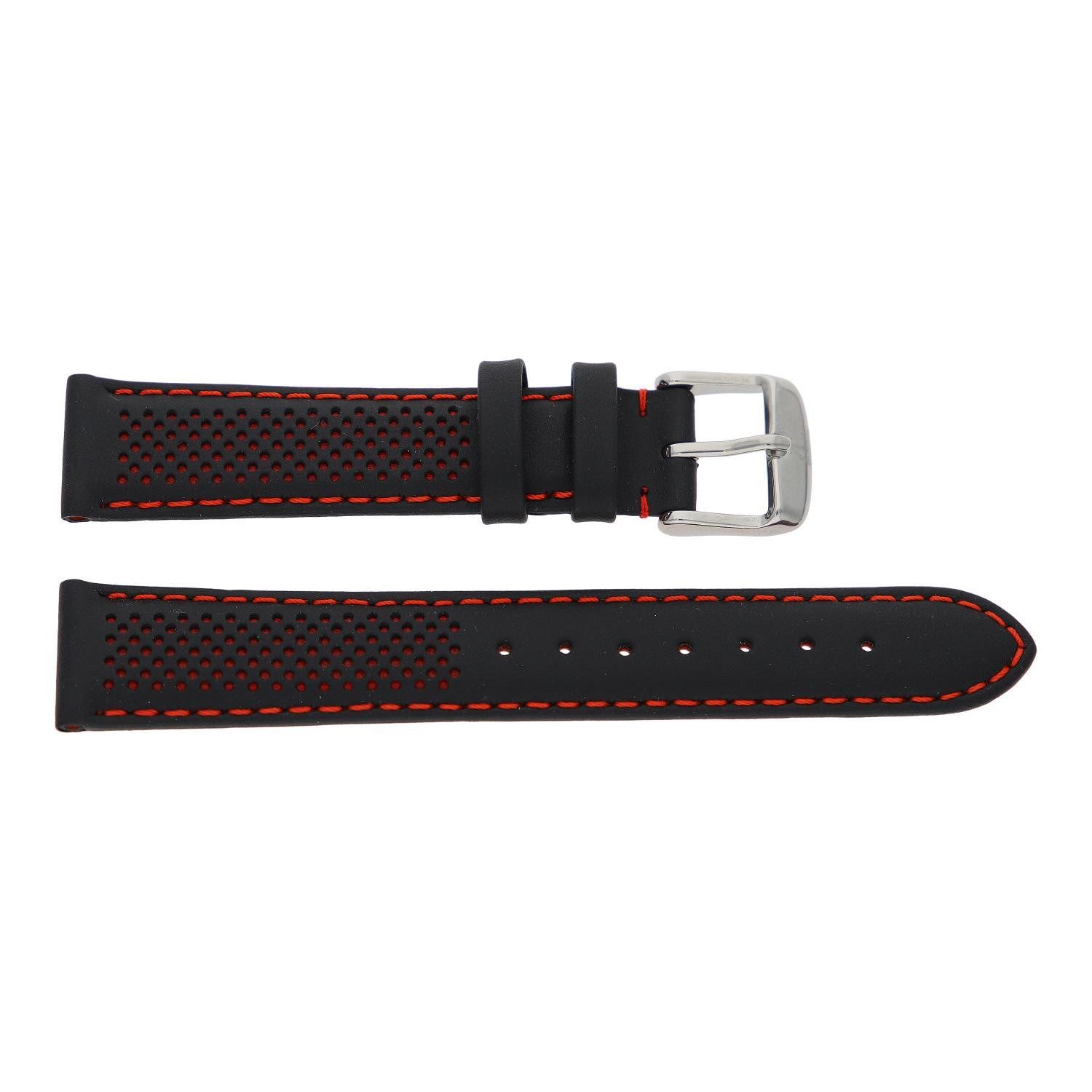 JuwelmaLux Uhrenarmband JuwelmaLux Uhrband rot und schwarz aus Leder JL38-10-0231