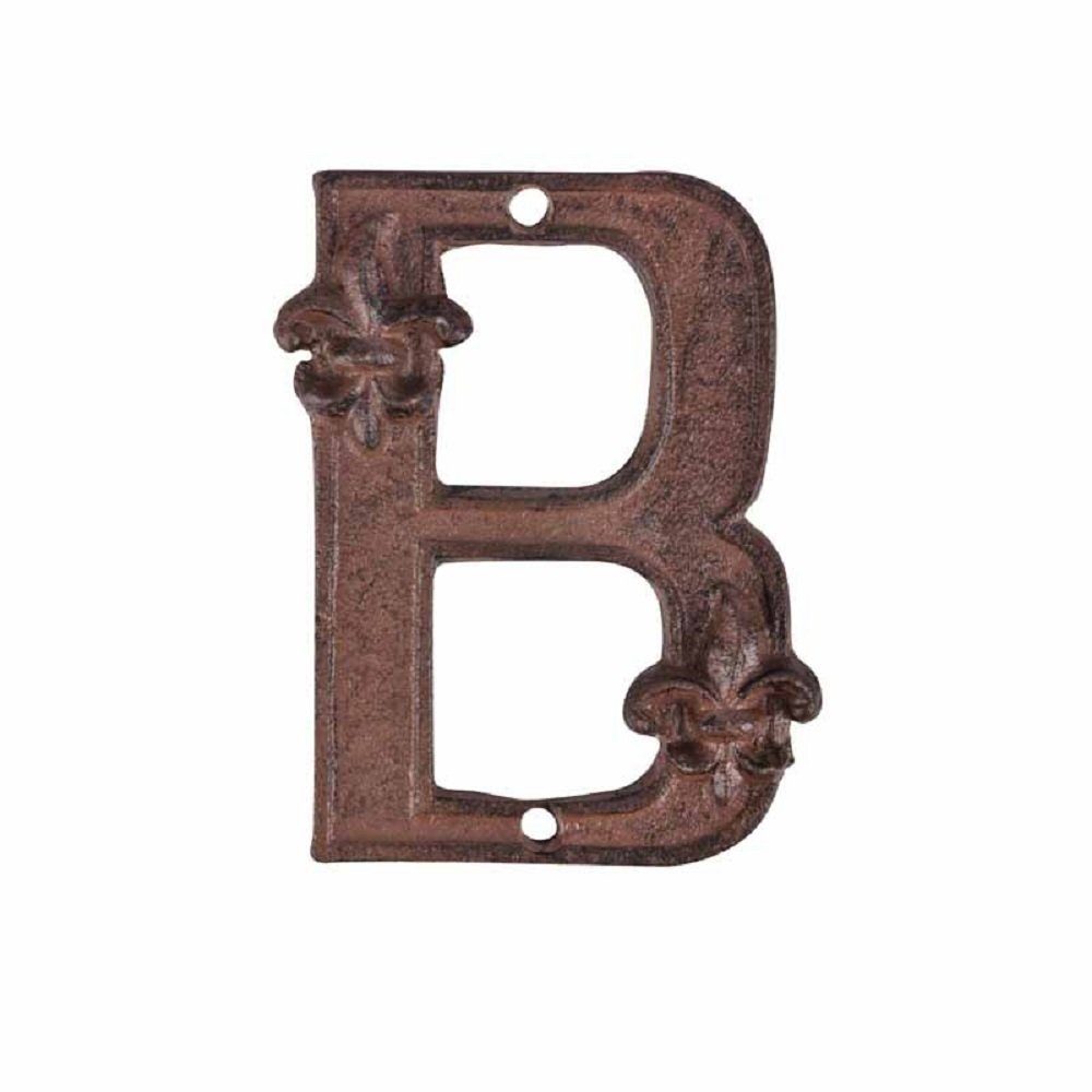 Buchstabe Hausnummer Gründerzeit Retro Symbol B, Gusseisen Hausnummer aus Möbelbeschlag Gusseisen Nr.B "B" aus Historismus Linoows Lilie,