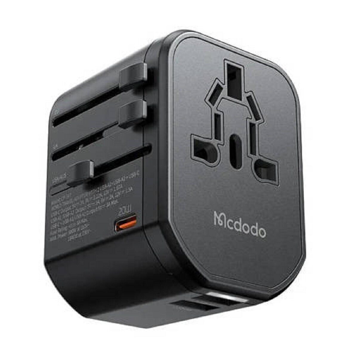 mcdodo Universal-Wandladegerät EU/US/AU/UK Fast Charge, PD 20W (schwarz) Smartphone-Kabel