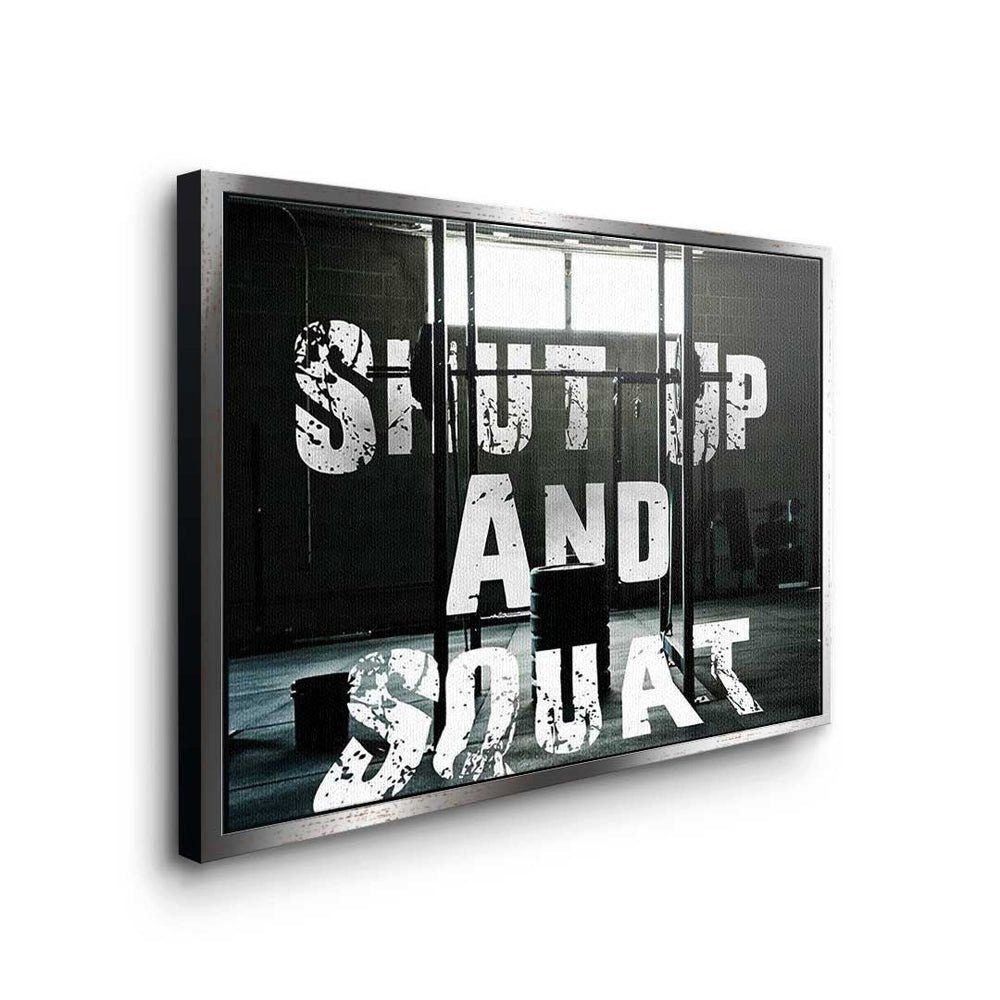 Leinwandbild - And DOTCOMCANVAS® Up Motivation - - schwarzer - Bo Rahmen Squat Premium Leinwandbild, Shut Training