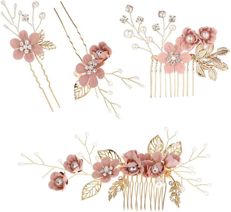 MOPUEA Haarspange 4 Stück Hochzeit Haarschmuck, Brautschmuck Haarkamm, 4-tlg.