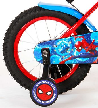 TPFSports Kinderfahrrad Disney Spider Man 14 Zoll, 1 Gang, (Jungs Fahrrad - Rutschfeste Sicherheitsgriffe), Kinder Fahrrad 14 Zoll mit Stützrädern - Rot