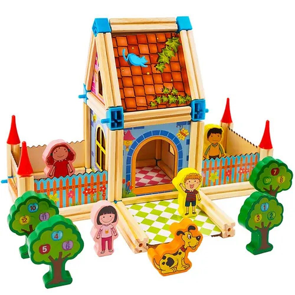 KRUZZEL Steckbausteine Konstruktionsspiel Spielhaus Spielbausteine, (Spar-Set, 268 St., 38 x 28 x 7,8 cm bunt), 268 Teile, Steckverbinder, CE- und EN71-zertifiziert
