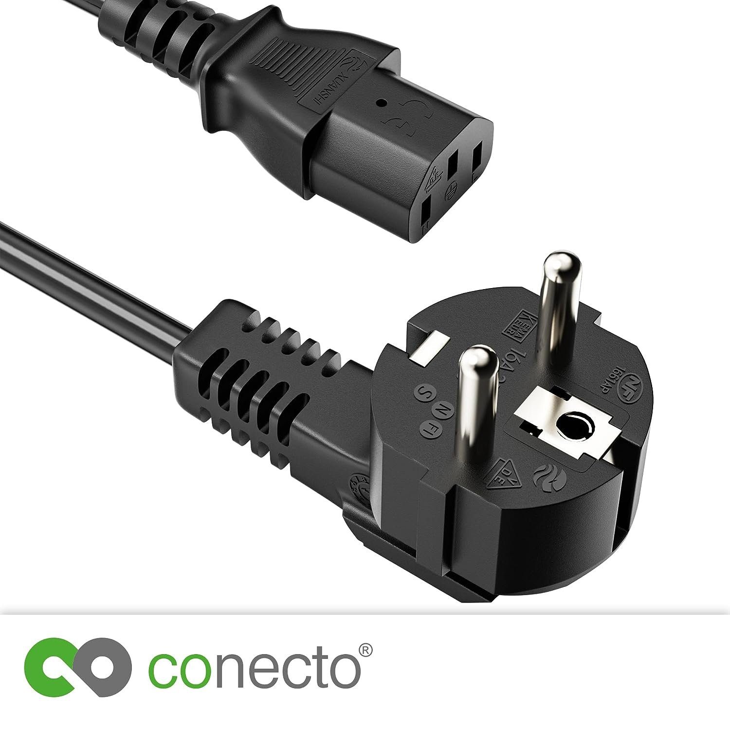 conecto conecto Strom-Kabel, Schutzkontakt-Stecker 90° auf C13 IEC-Buchse Stromkabel, (100 cm)
