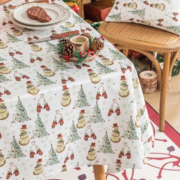 Dekorative Tischdecke Weihnachtstischdecke, Weihnachten Party Tischdecke, Abwaschbar Groß (1-tlg), Groß Abwaschbar Weihnachts Tischdecke Tischtuch für Tischdekoration