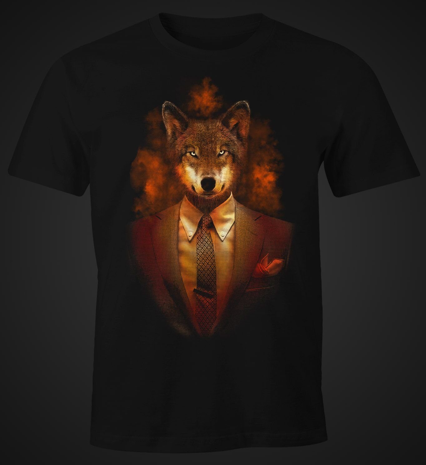 Print mit T-Shirt Fun-Shirt Tier Print-Shirt MoonWorks Herren Fuchs Lustig Moonworks®